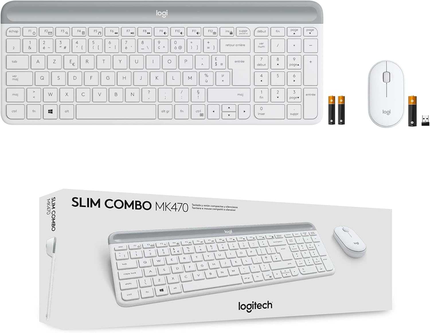 Logitech MK470 Kit Mouse e Tastiera, Layout Francese Azerty, Bianco - immagine 2