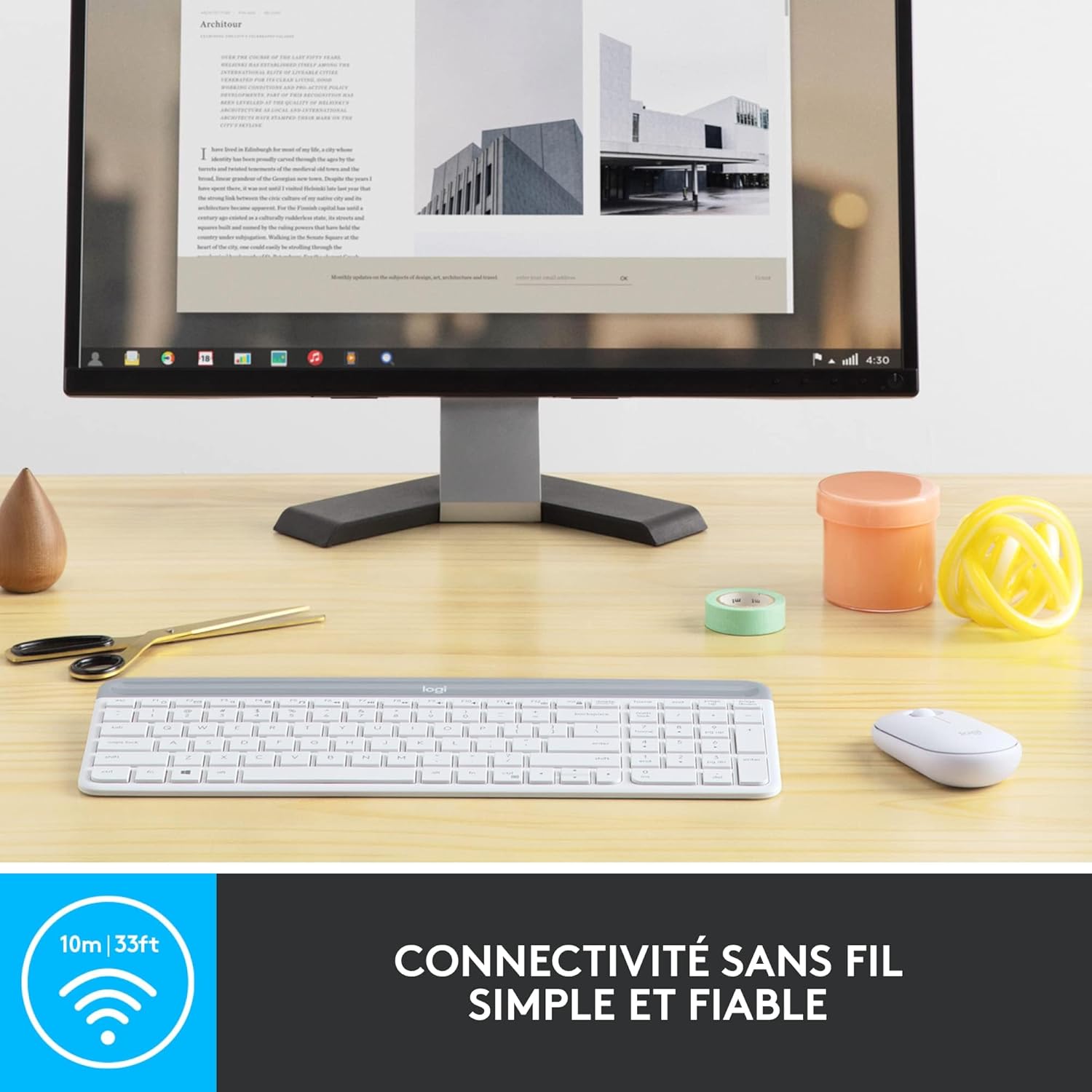 Logitech MK470 Kit Mouse e Tastiera, Layout Francese Azerty, Bianco - immagine 7