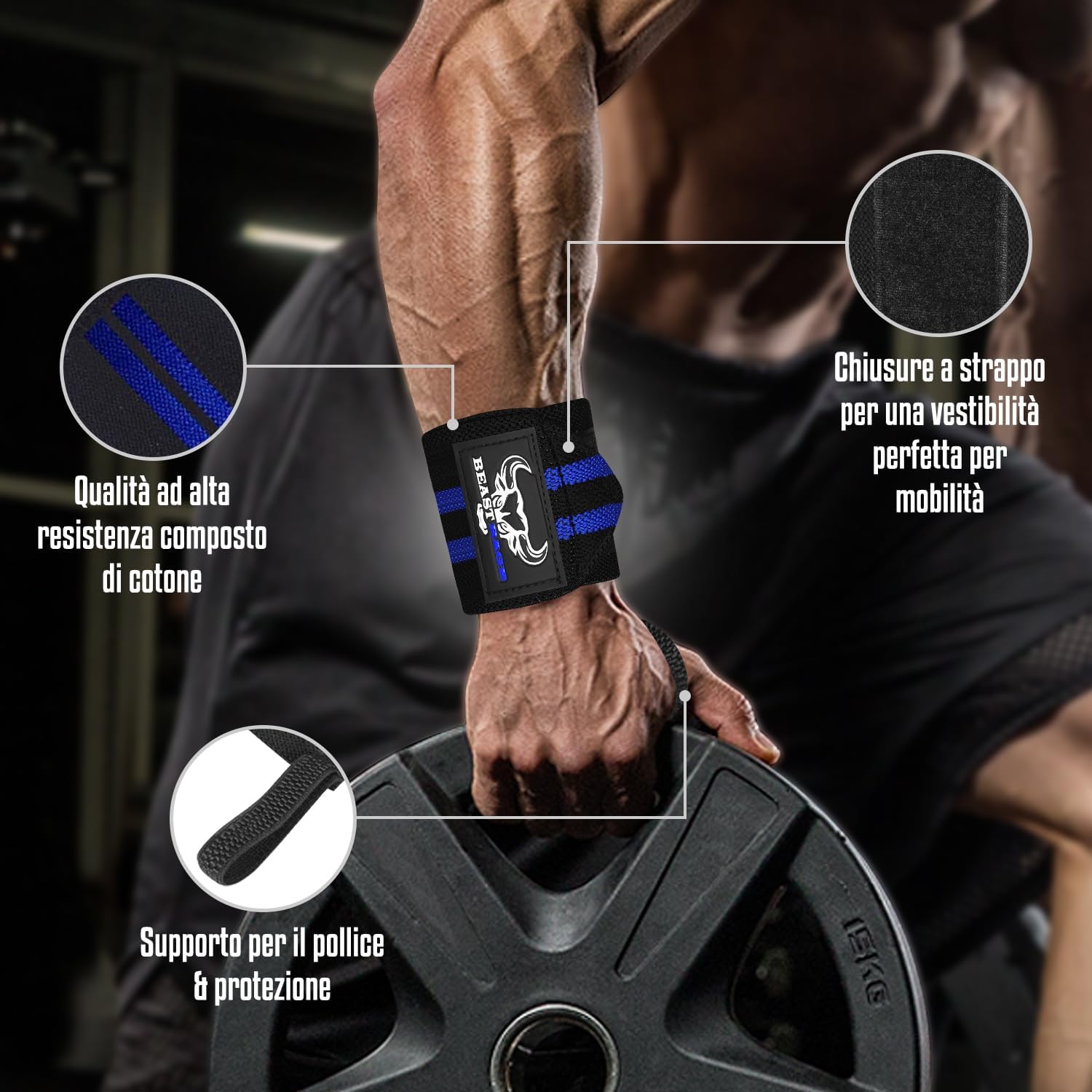 BEAST RAGE Straps Palestra Imbottite con Gel - immagine 2