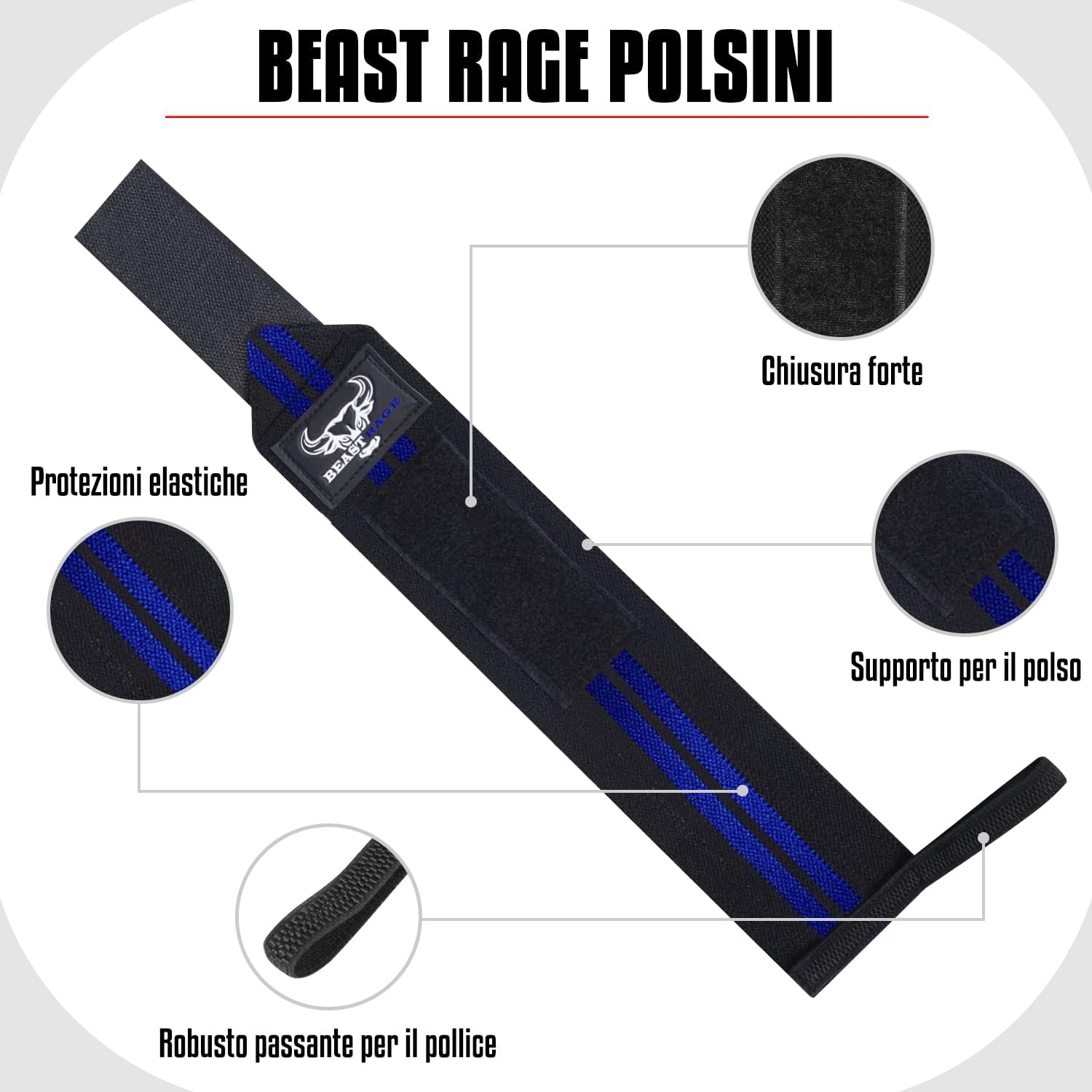 BEAST RAGE Straps Palestra Imbottite con Gel - immagine 3