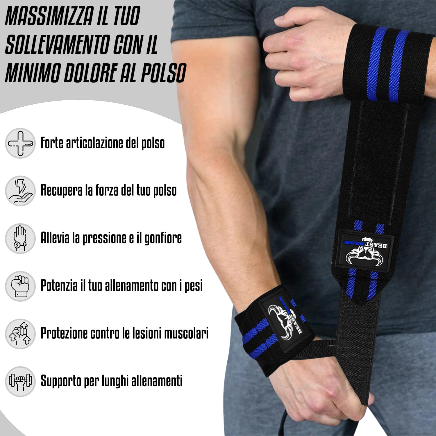 BEAST RAGE Straps Palestra Imbottite con Gel - immagine 4