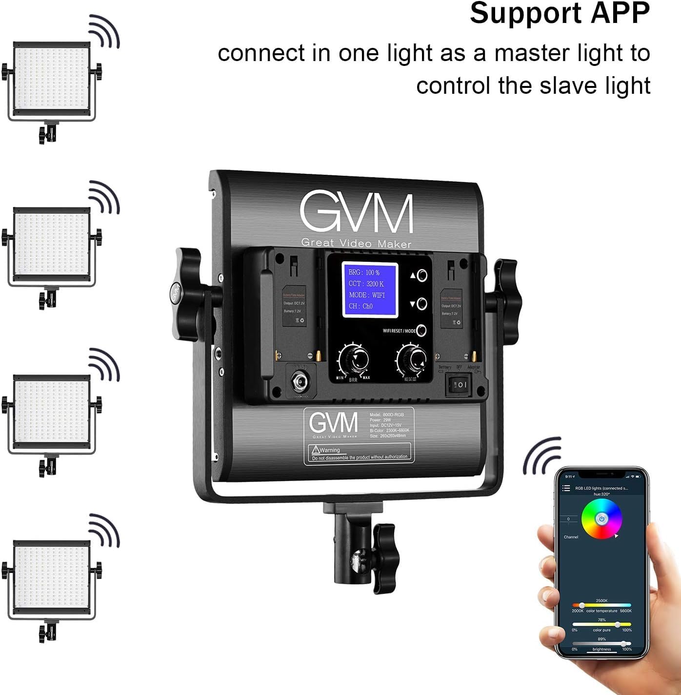 GVM - Luce video a LED con treppiede e controllo APP - immagine 5
