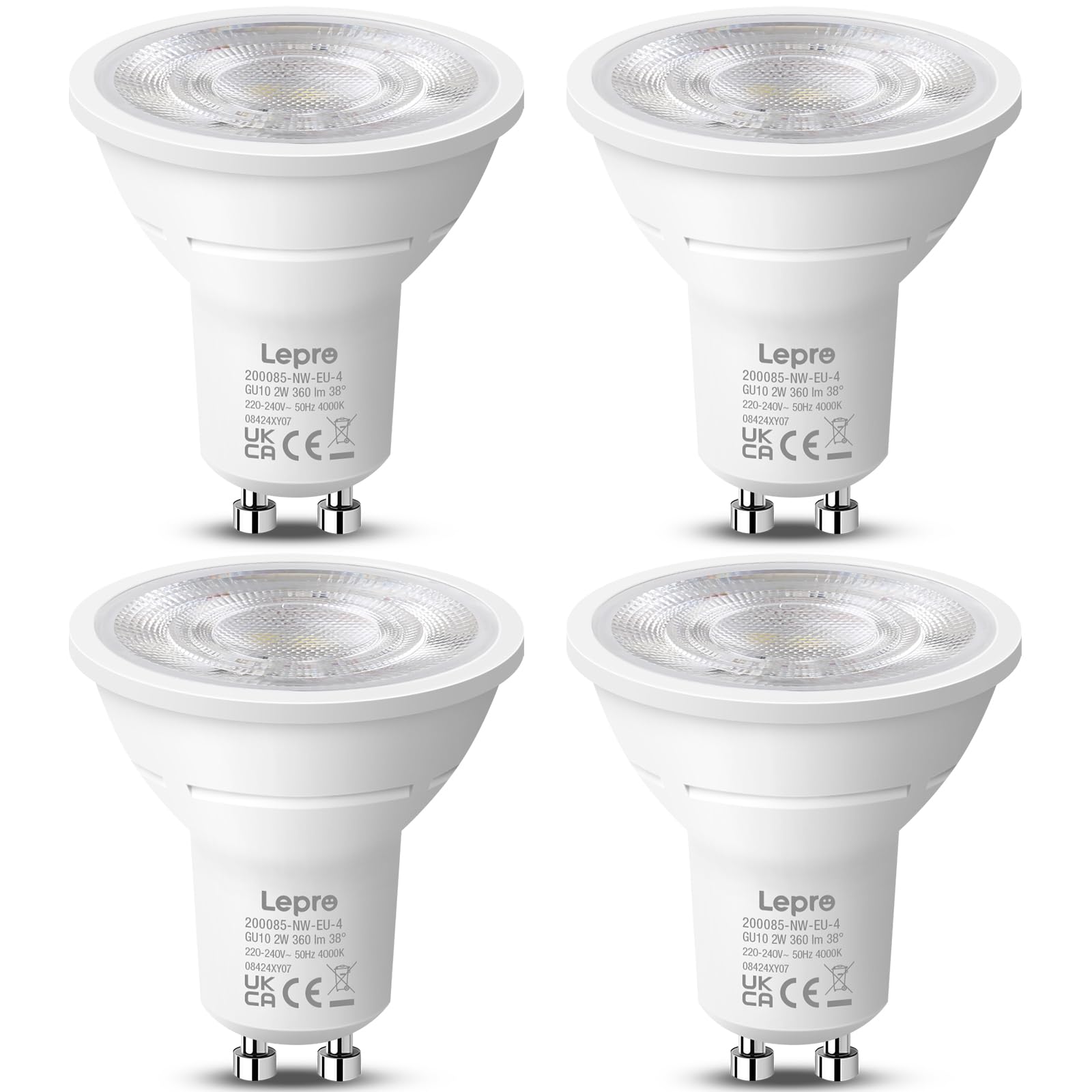 Lepro Lampadina LED GU10 Bianco Naturale 4000K (4 Pezzi)