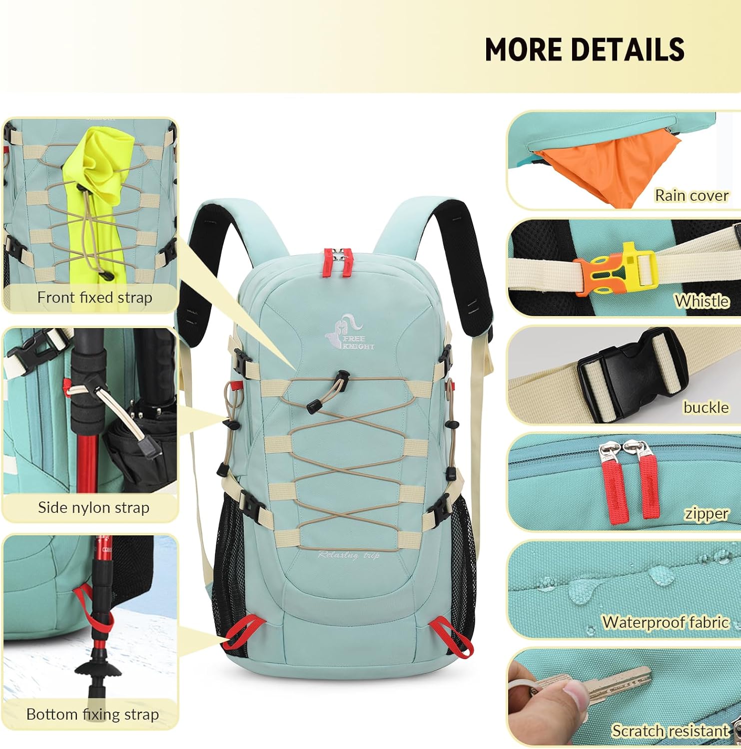 Bseash 40L Zaino Trekking Leggero Impermeabile - immagine 4