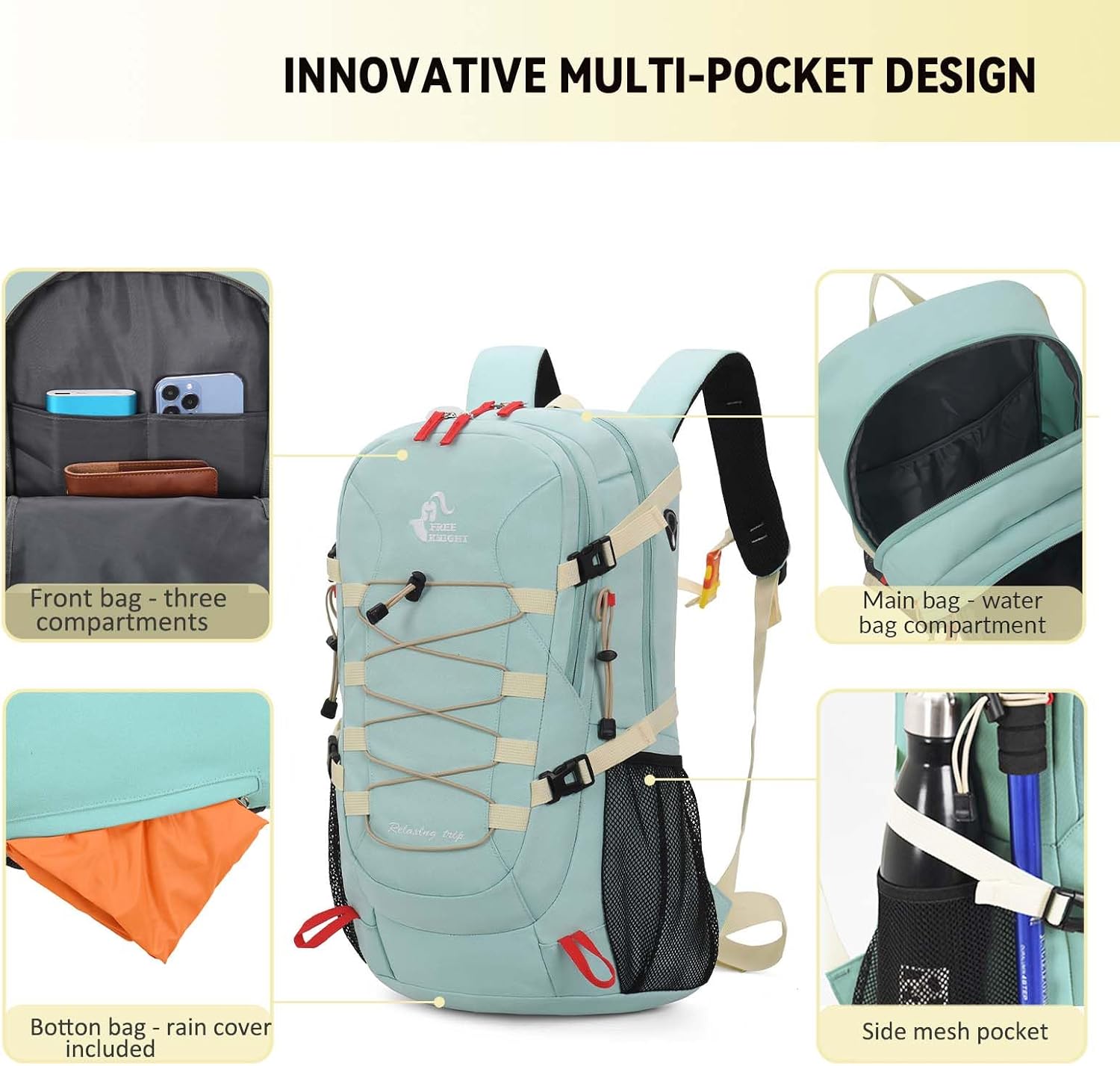 Bseash 40L Zaino Trekking Leggero Impermeabile - immagine 5