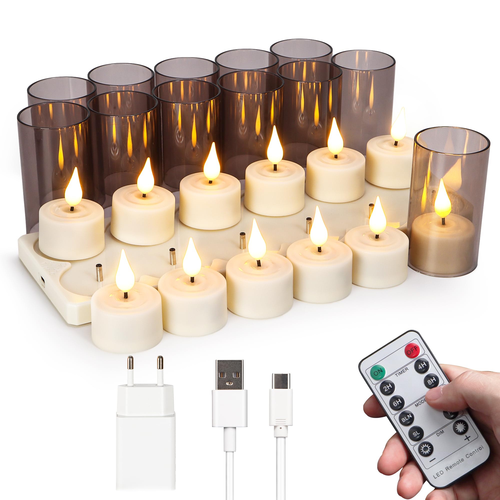 yunsheng Candele Ricaricabili Senza Fiamma (12 pezzi)