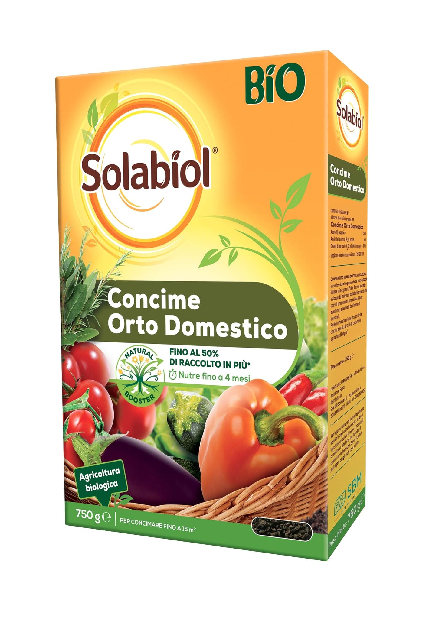 Solabiol Concime granulare Biologico per orto Domestico, 750 gr