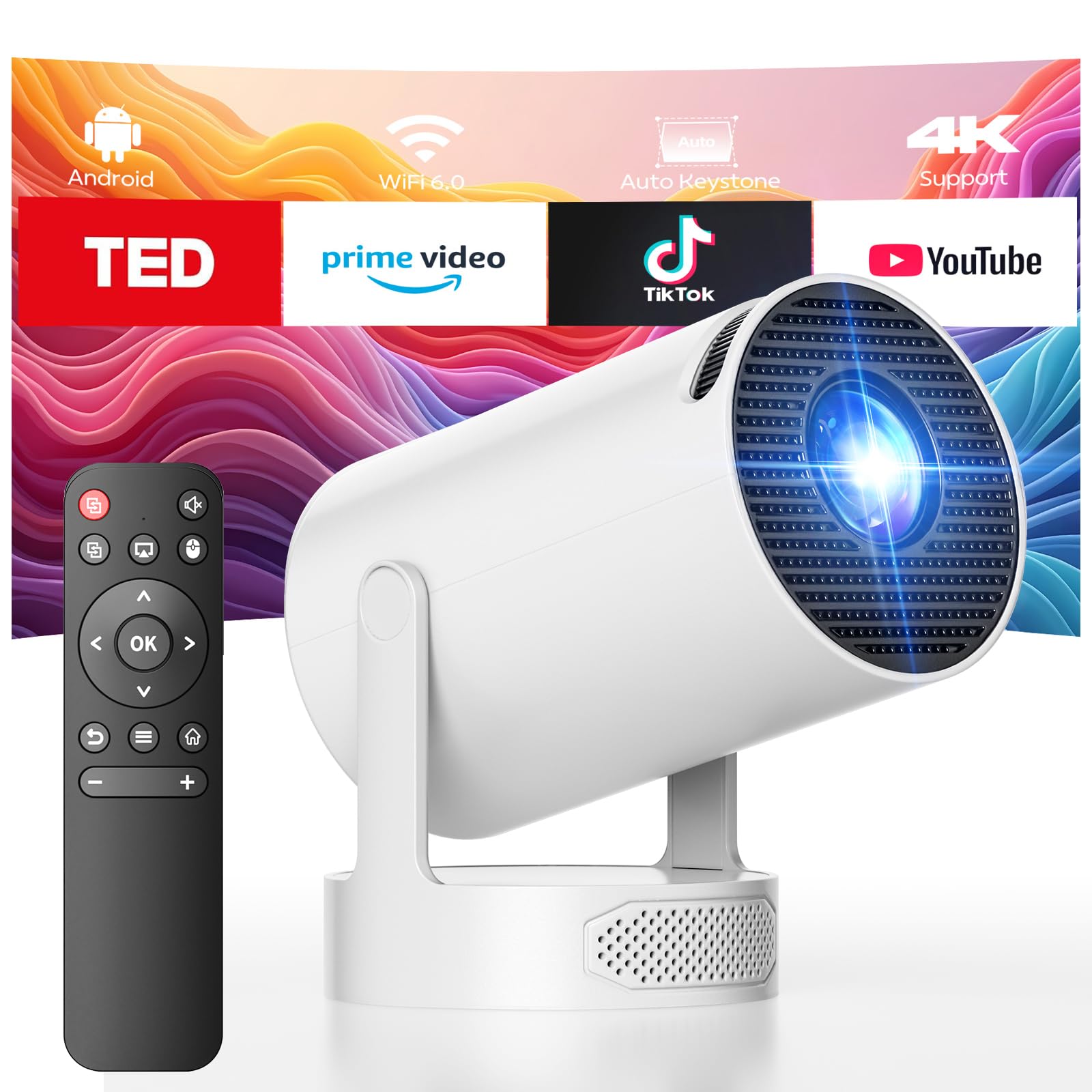 Proiettore Portatile 1080P 4K con Altoparlante