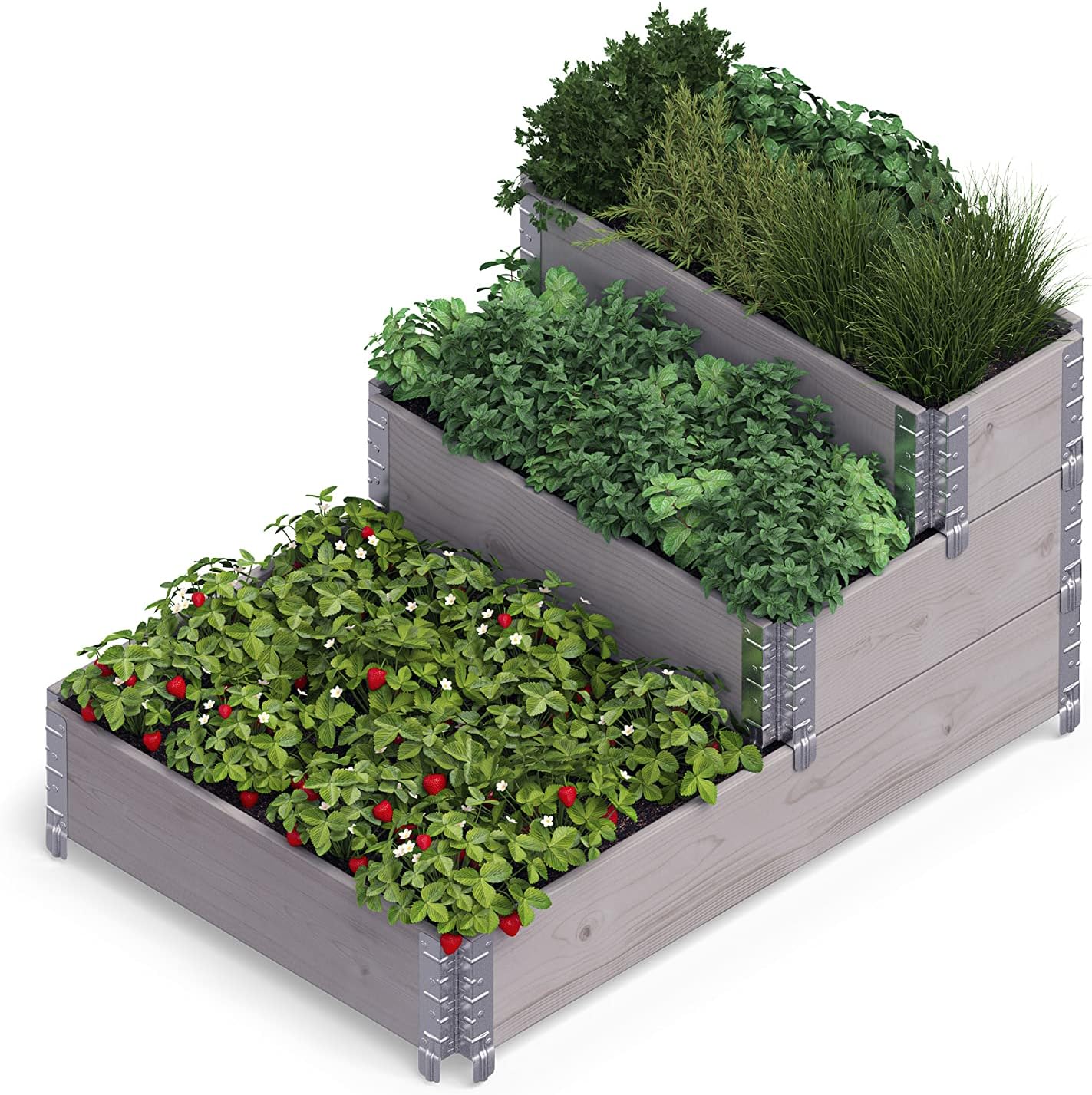 Upyard Aiuola Rialzata Trapuntata in Legno Naturale - immagine 1