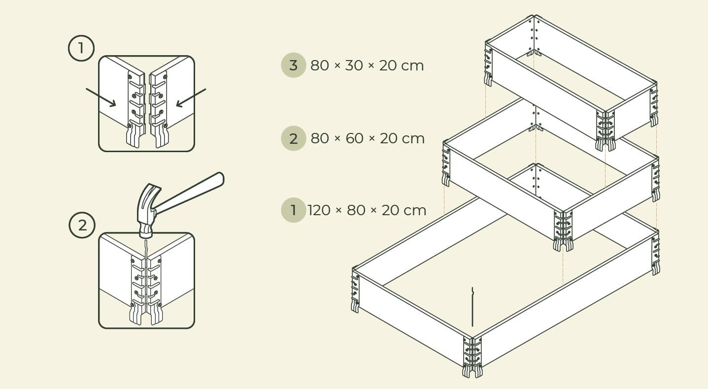 Upyard Aiuola Rialzata Trapuntata in Legno Naturale - immagine 6