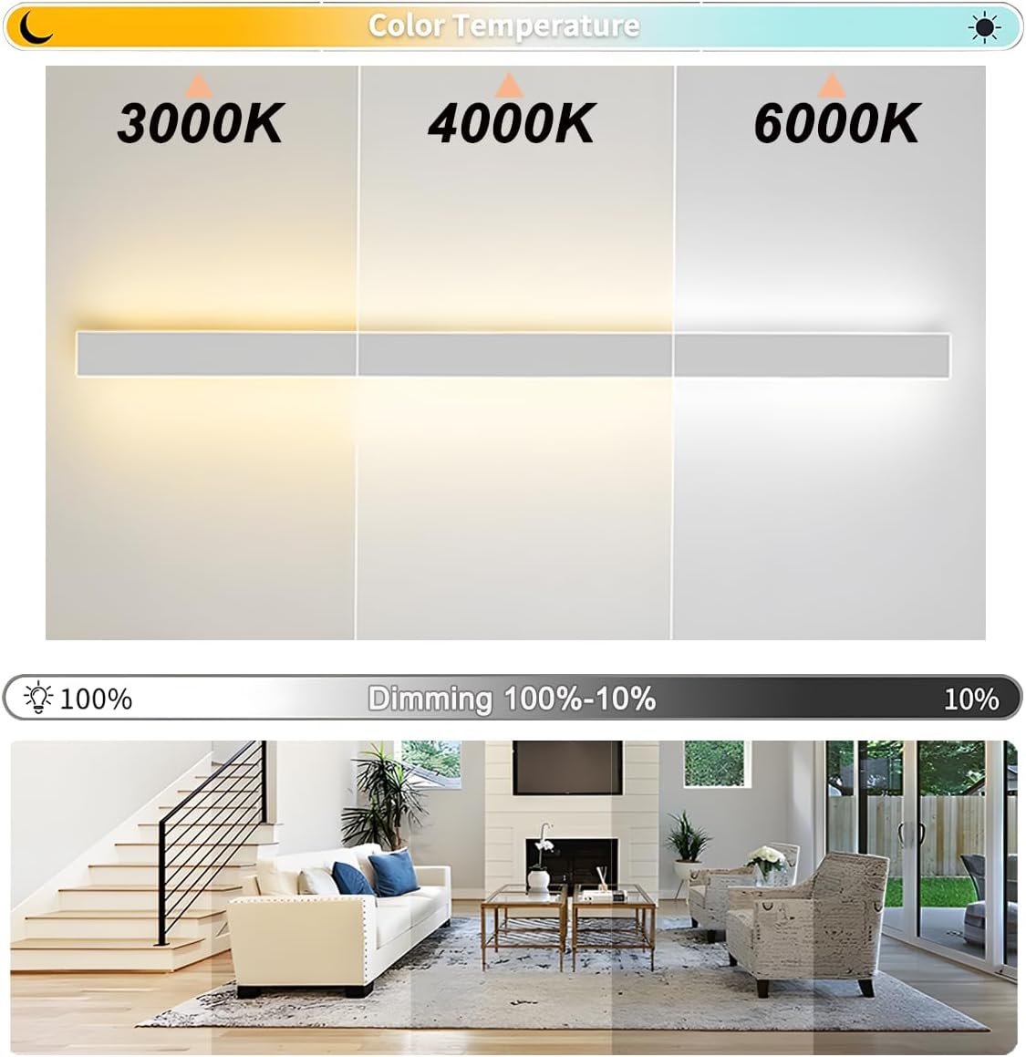 Ztwleed Applique da Parete Interno 38W 100cm - immagine 2