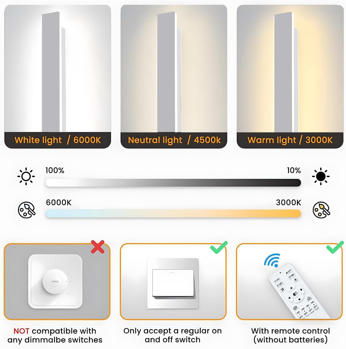 Ztwleed Applique da Parete Interno 38W 100cm - immagine 5