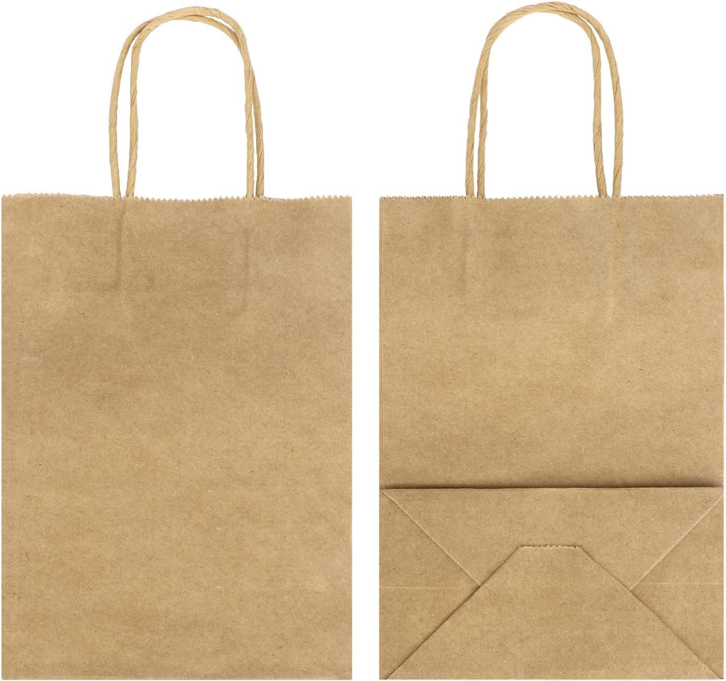 Sacchetti Carta Kraft con Manici 100 Pezzi, Marrone - immagine 4