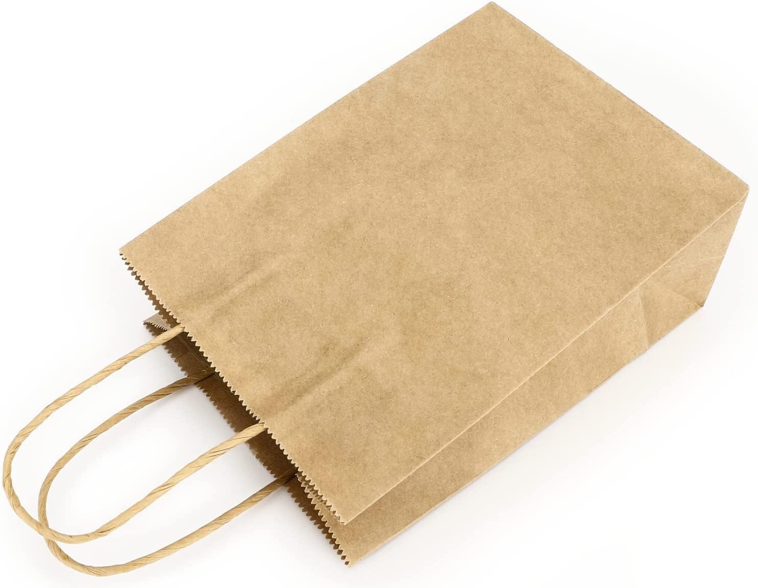 Sacchetti Carta Kraft con Manici 100 Pezzi, Marrone - immagine 6