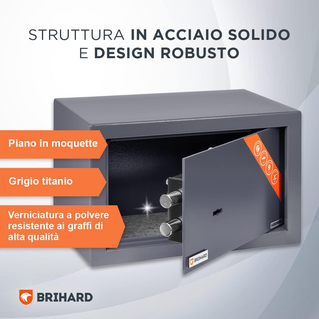 Brihard Home Cassaforte con Chiave 20x31x20cm, 11L - immagine 4