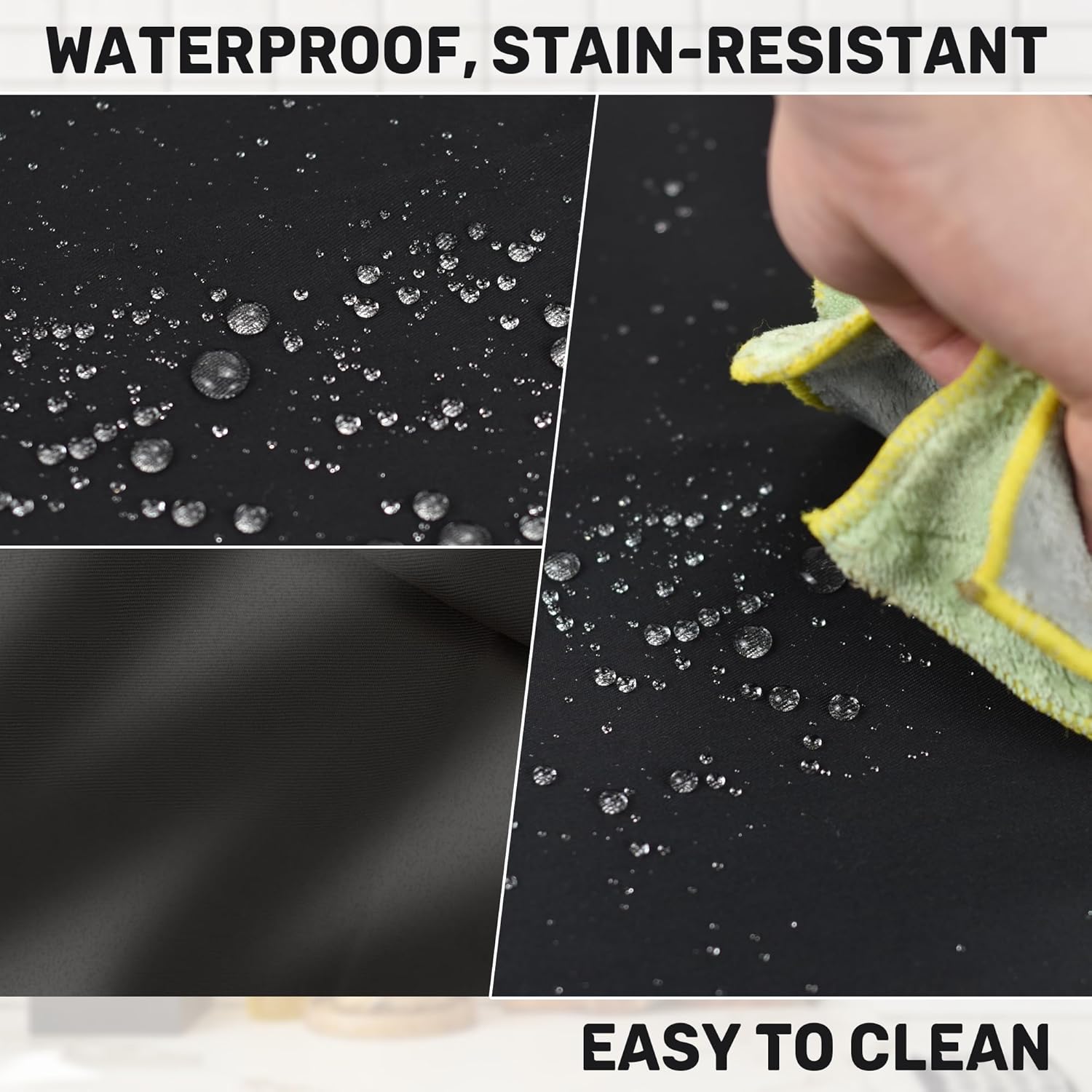 Grembiule Corto da Cucina Impermeabile 3 Pezzi, Nero - immagine 4