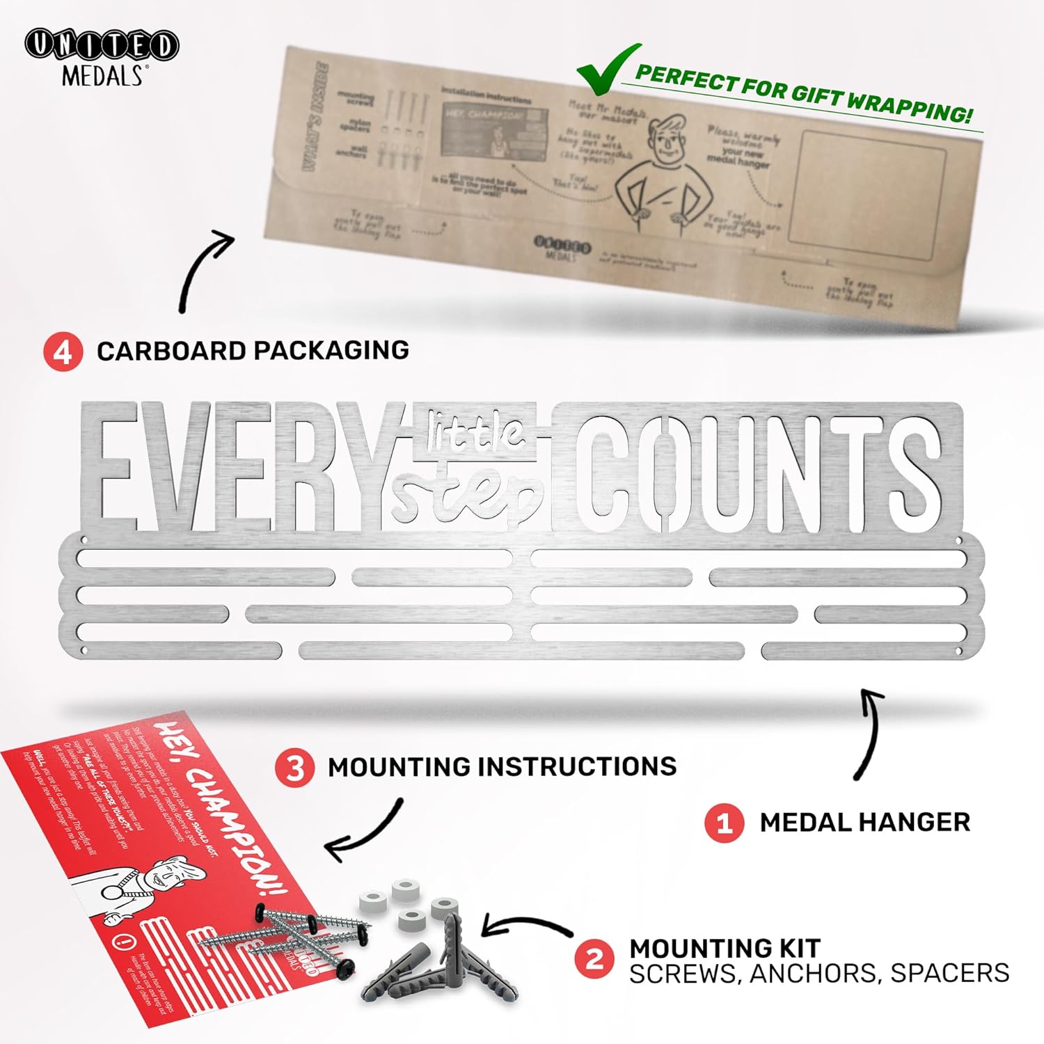 Every Little Step Counts Sport Porta Medaglie Acciaio - immagine 4