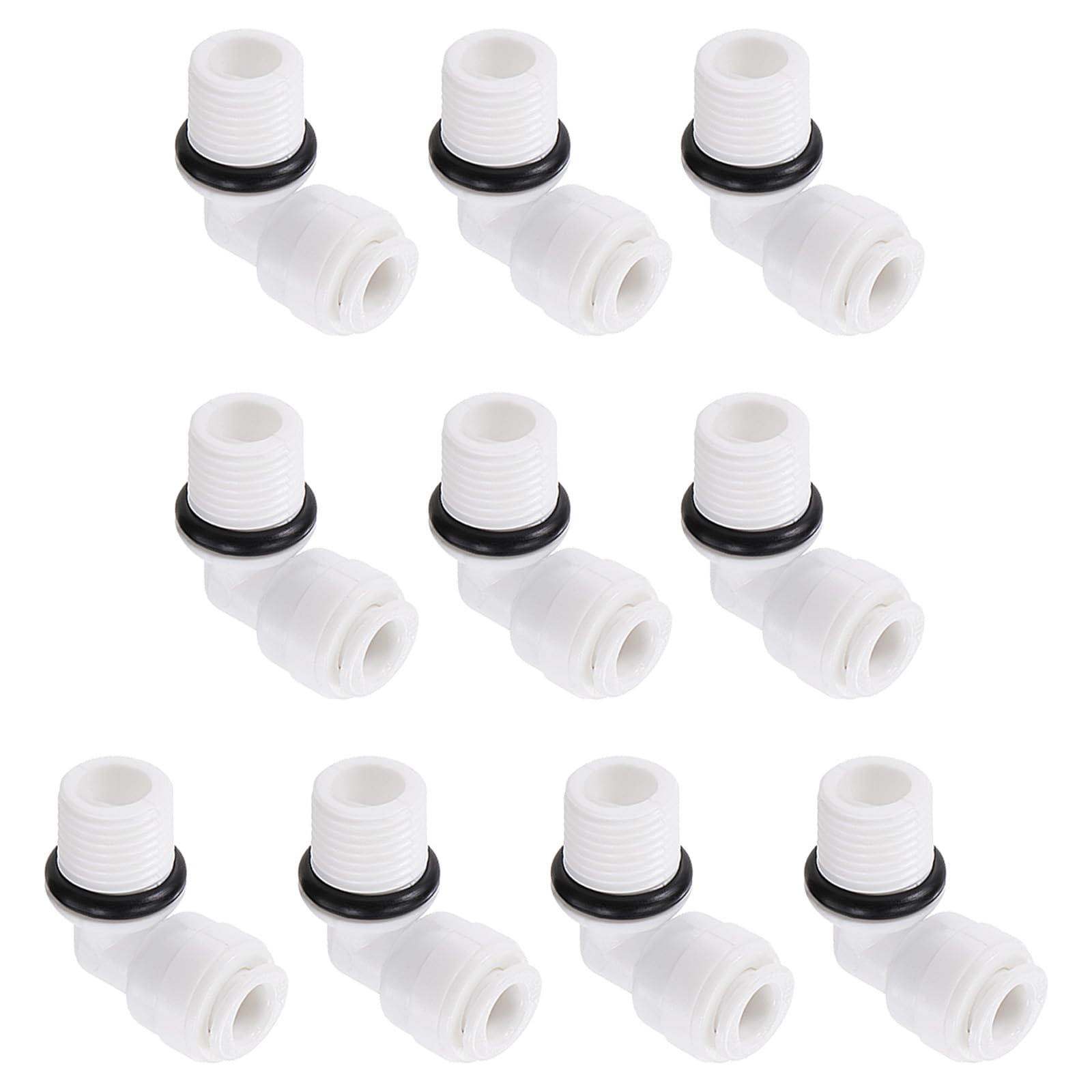 QUARKZMAN G1/4 Maschio Filettatura a 1/4" L Tipo Rapido Connettore x 10pz Rapido Spinta Connettore Raccordo per Acqua Filtrazione Sistemi, Depuratori, [Bianco Nero]