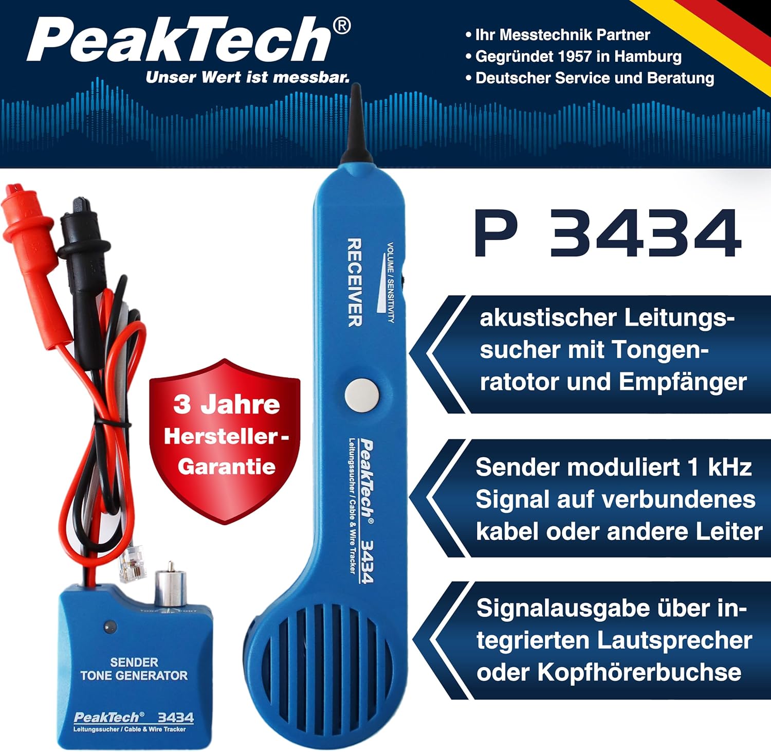 Peaktech P 3434 - Cercafase per Cavi e Telefonici - immagine 2