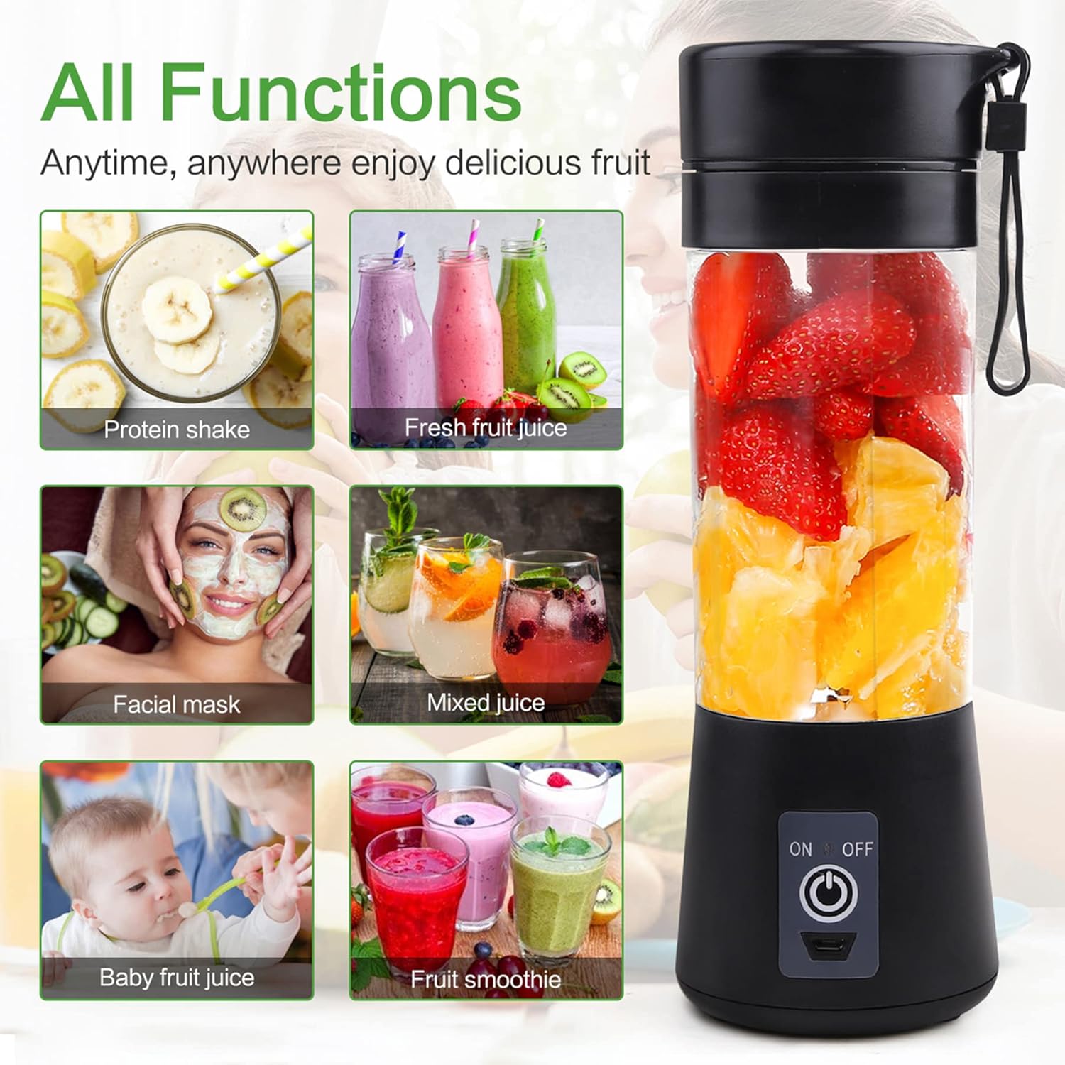 Mixer Smoothie Maker Portatile 380ml - immagine 4
