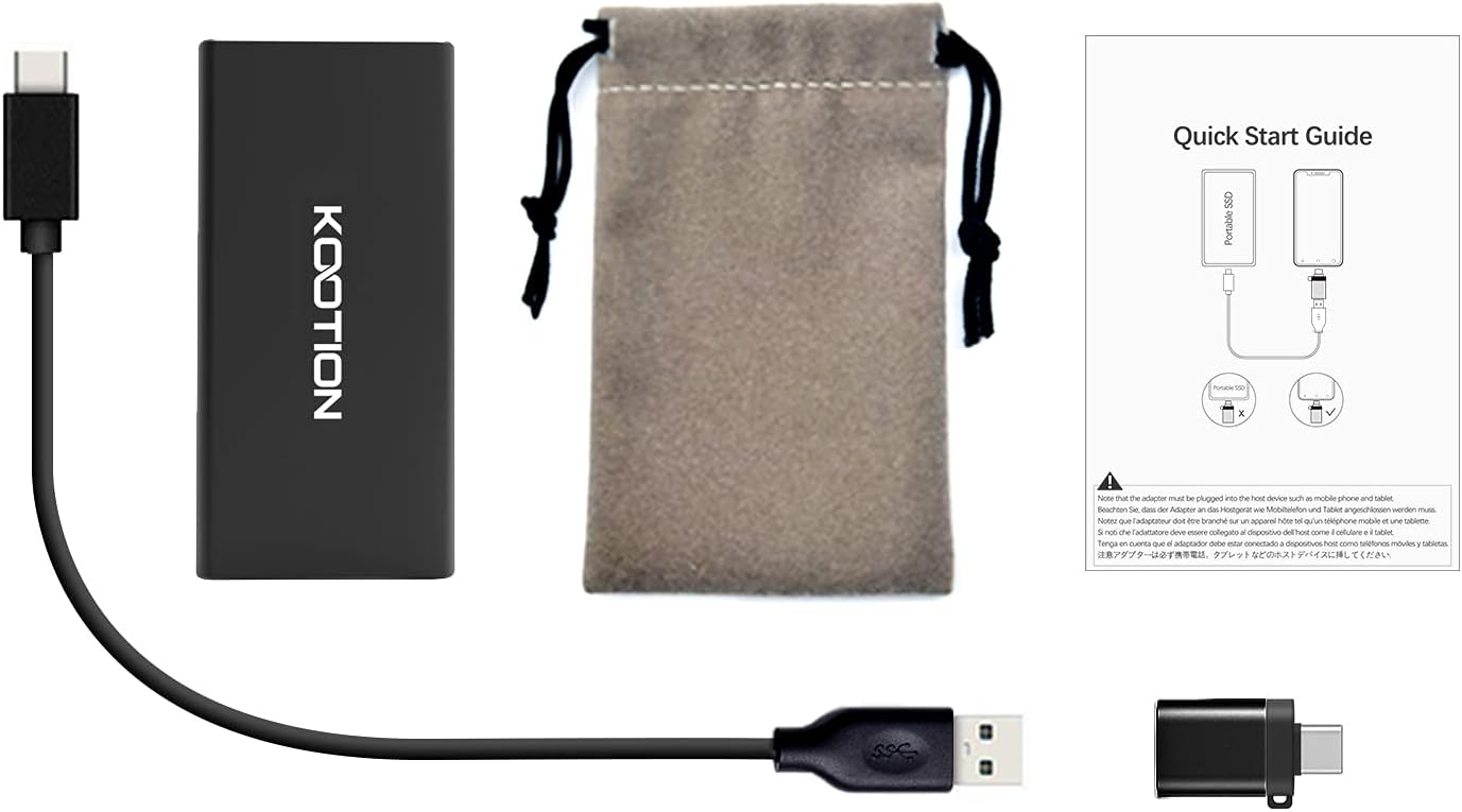 Kootion SSD Esterno Portatile USB-C 500GB, Nero - immagine 5