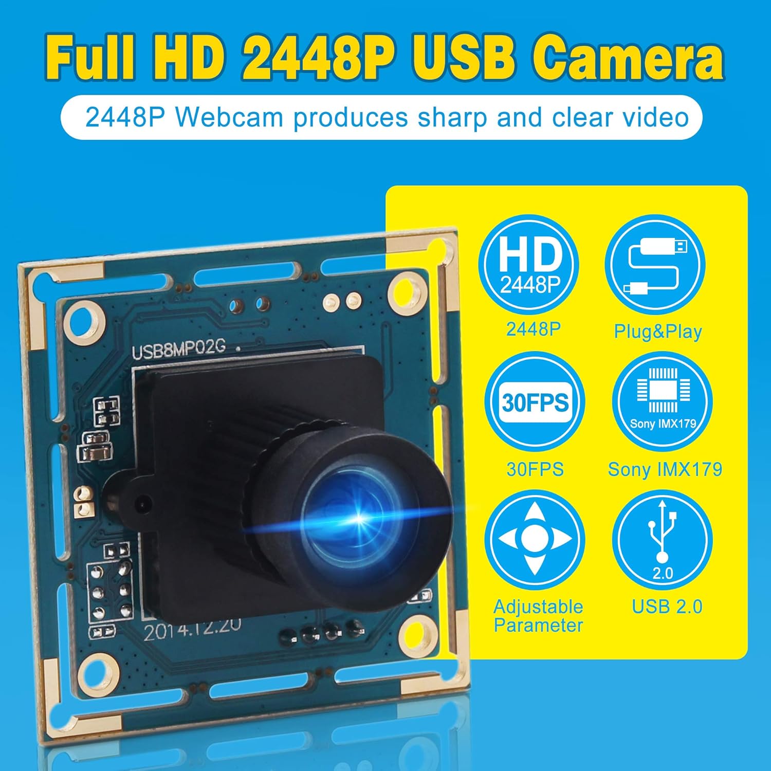 Elp Webcam 8 MP USB Camera Modulo FOV 75° - immagine 2