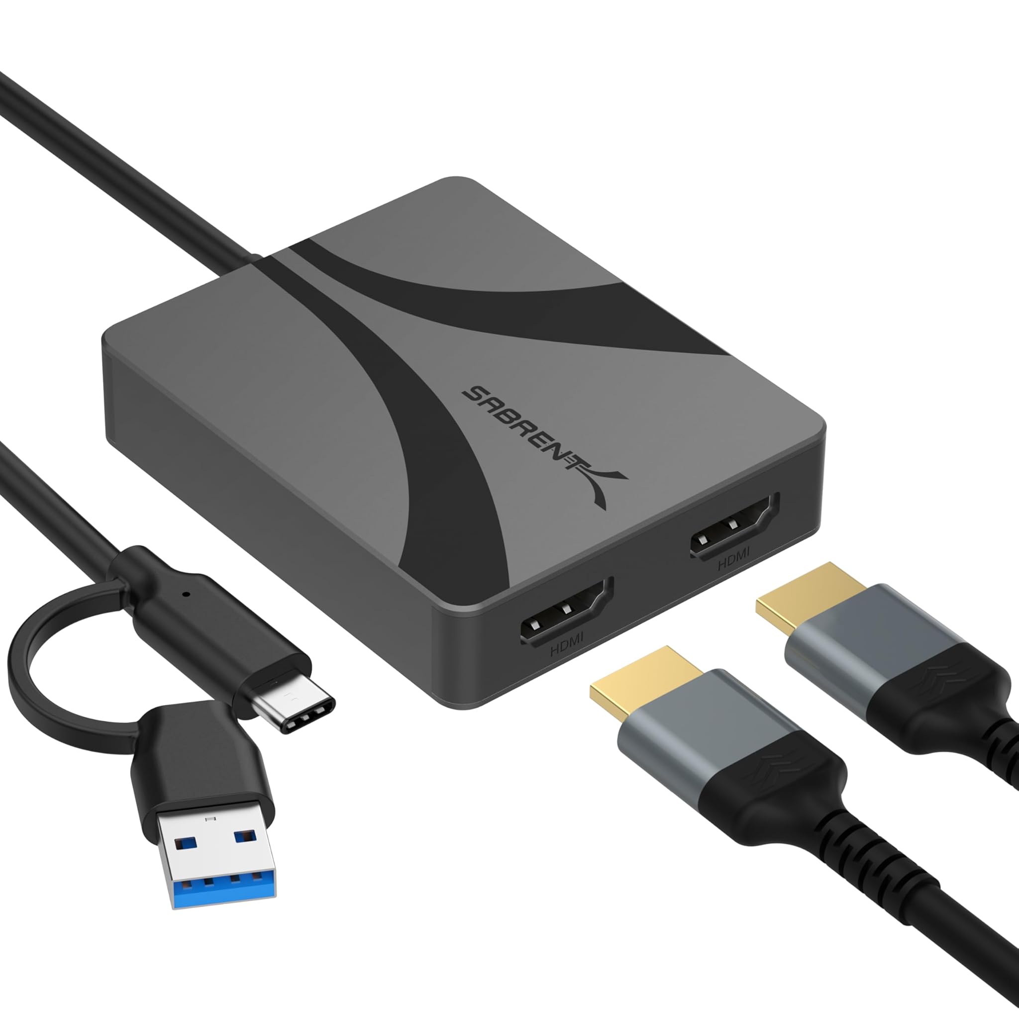 Sabrent Adattatore USB-C/A a Doppio HDMI 4K 60Hz