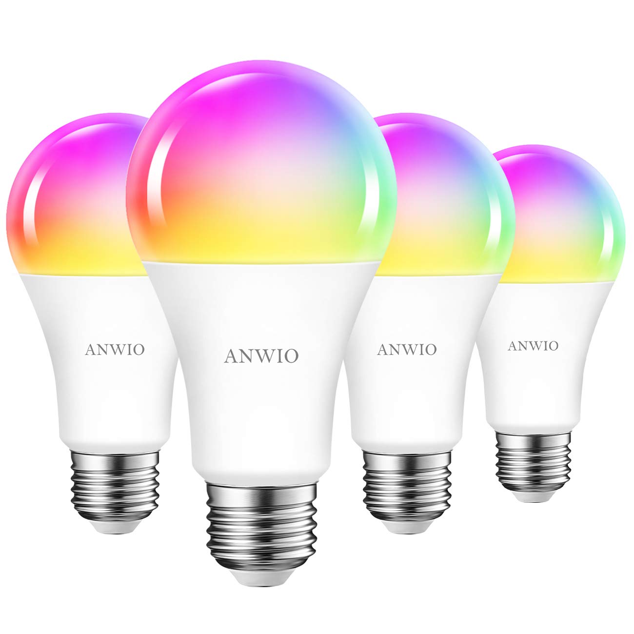Anwio Lampadina LED Smart Wifi E27 12W (4 Pezzi)