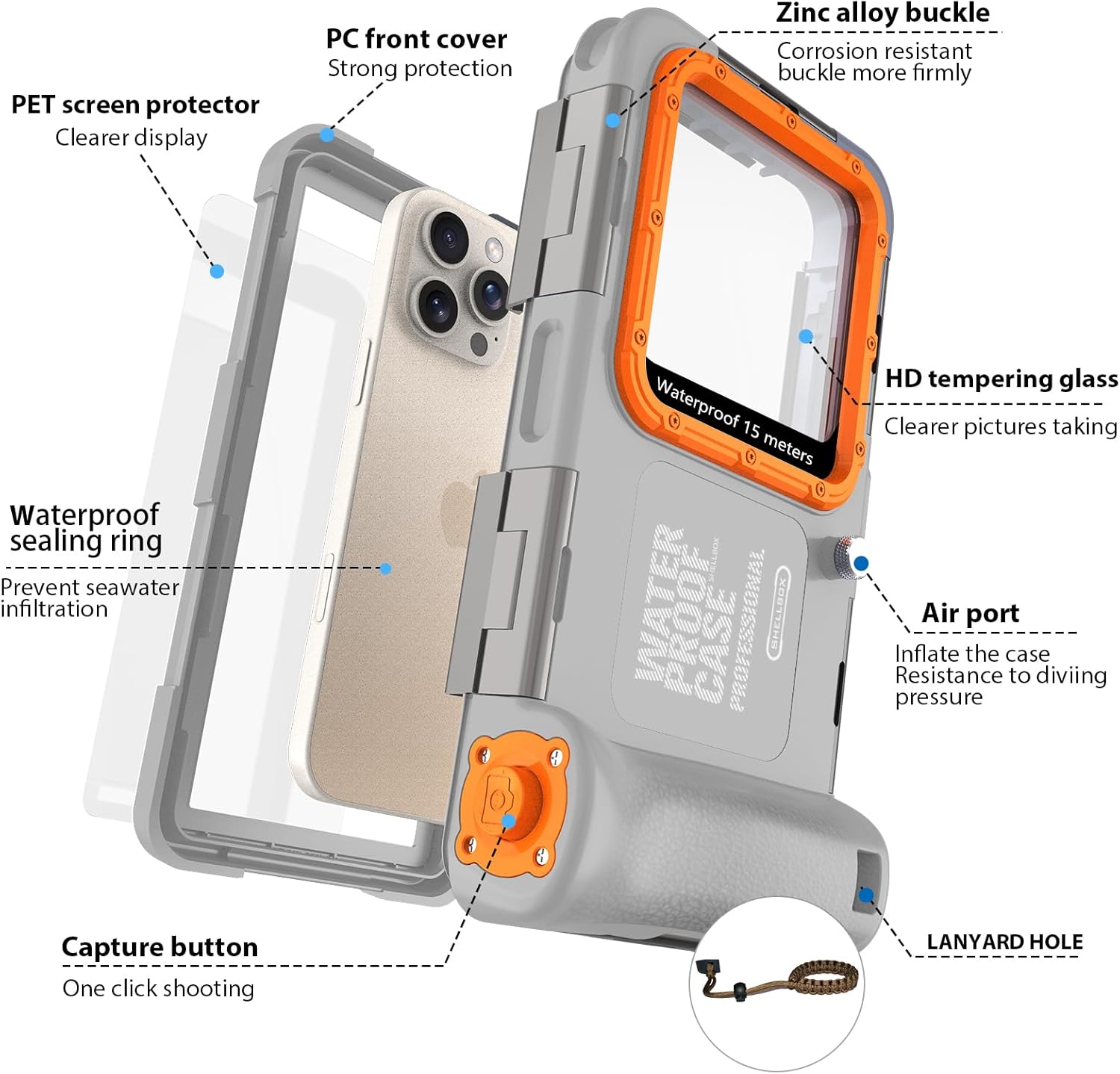 Custodia Impermeabile Smartphone IPX8 15m Subacquea - immagine 6