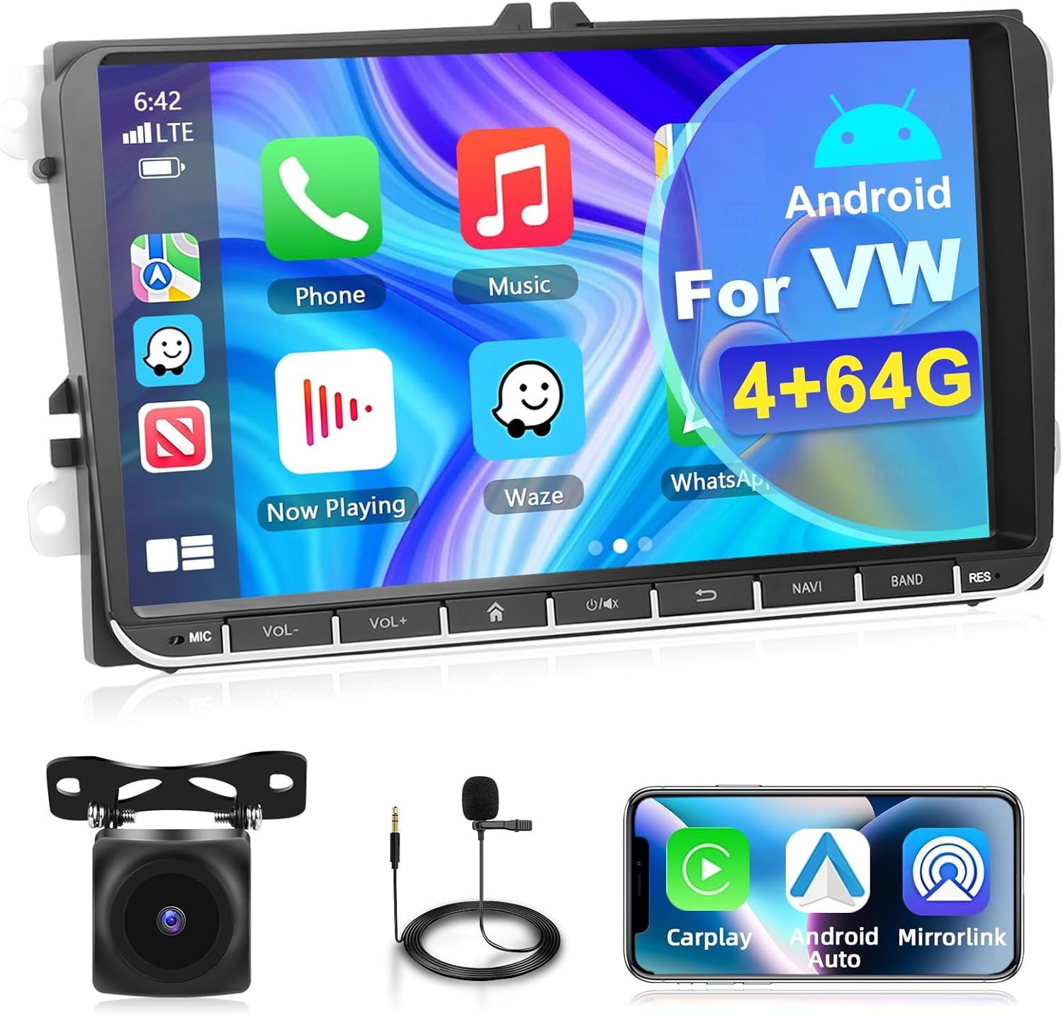 Autoradio Carplay per VW Passat Golf MK5 MK6 Jetta Polo - immagine 1