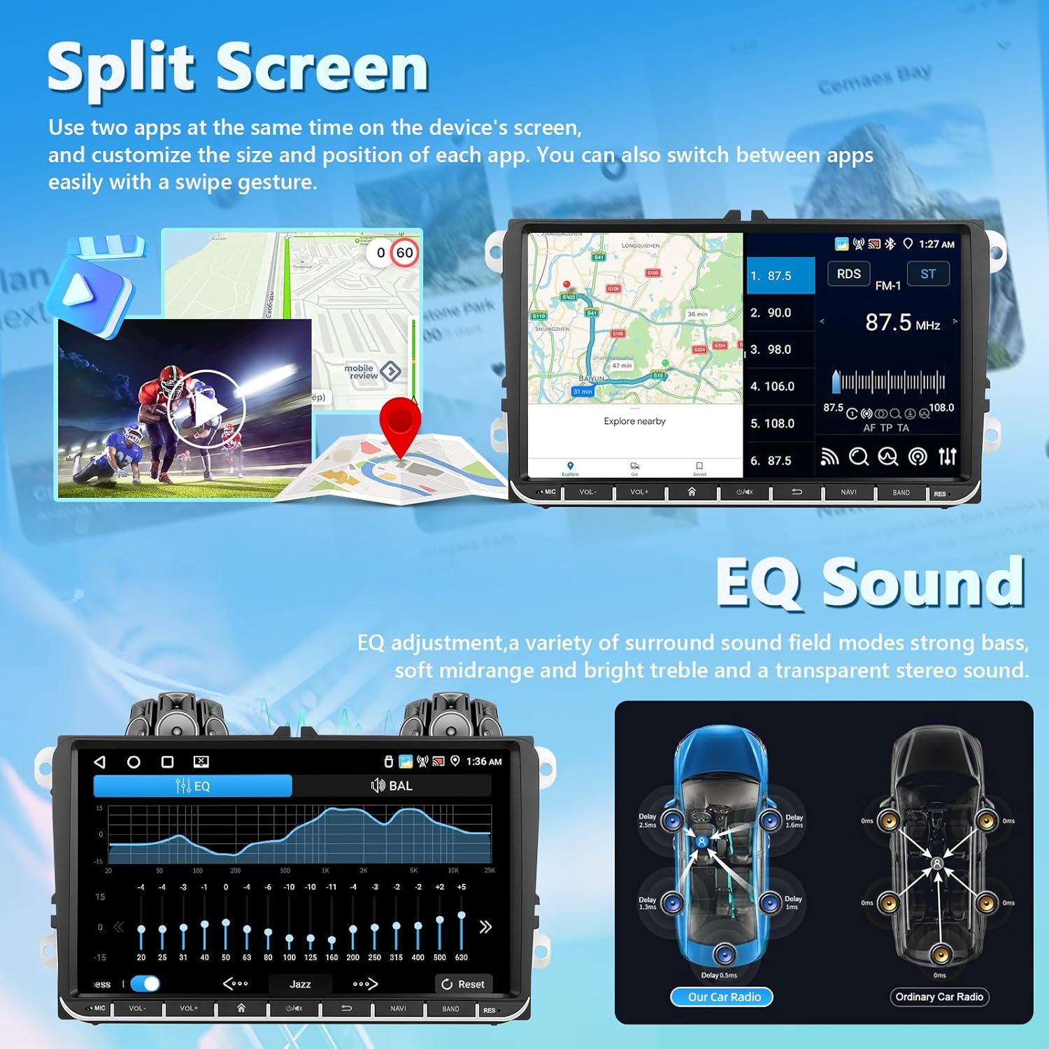 Autoradio Carplay per VW Passat Golf MK5 MK6 Jetta Polo - immagine 4