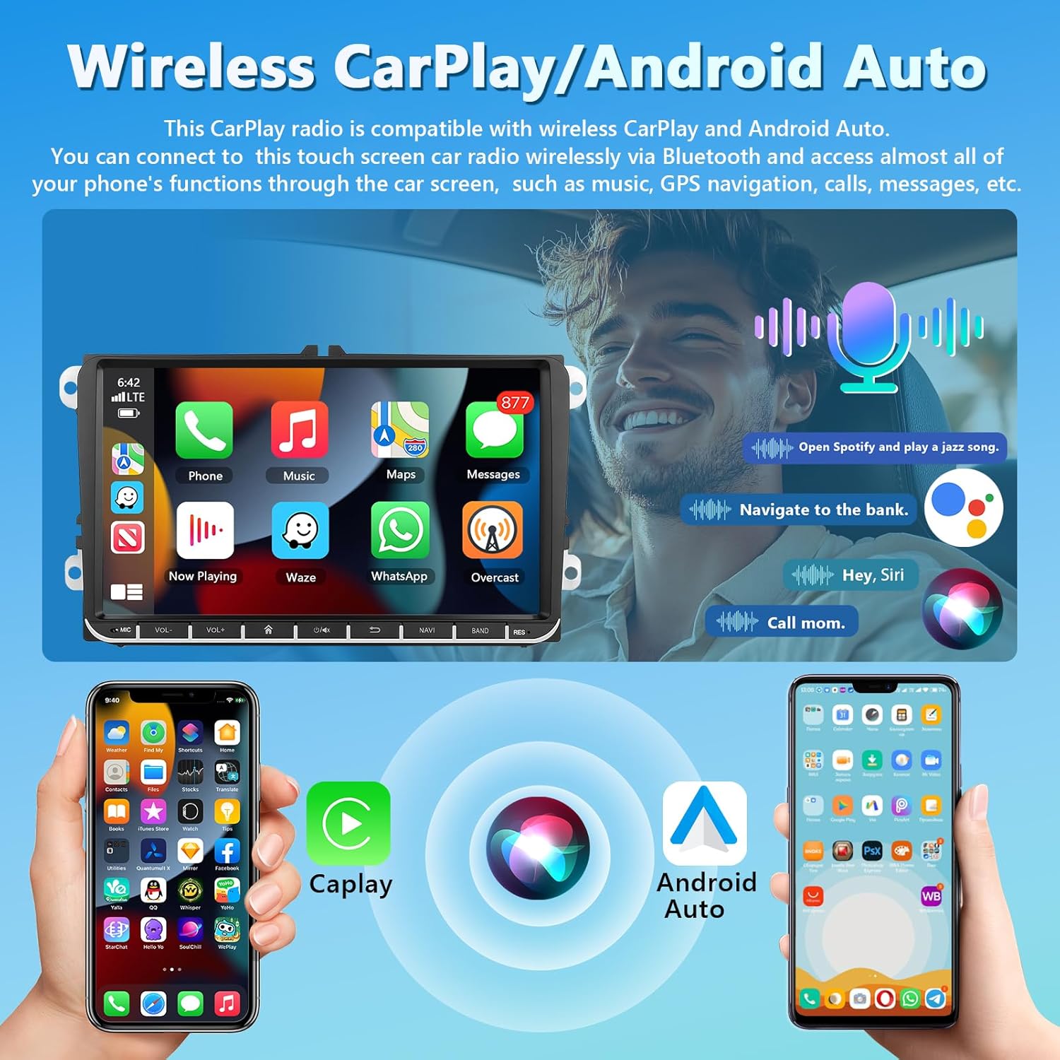 Autoradio Carplay per VW Passat Golf MK5 MK6 Jetta Polo - immagine 5