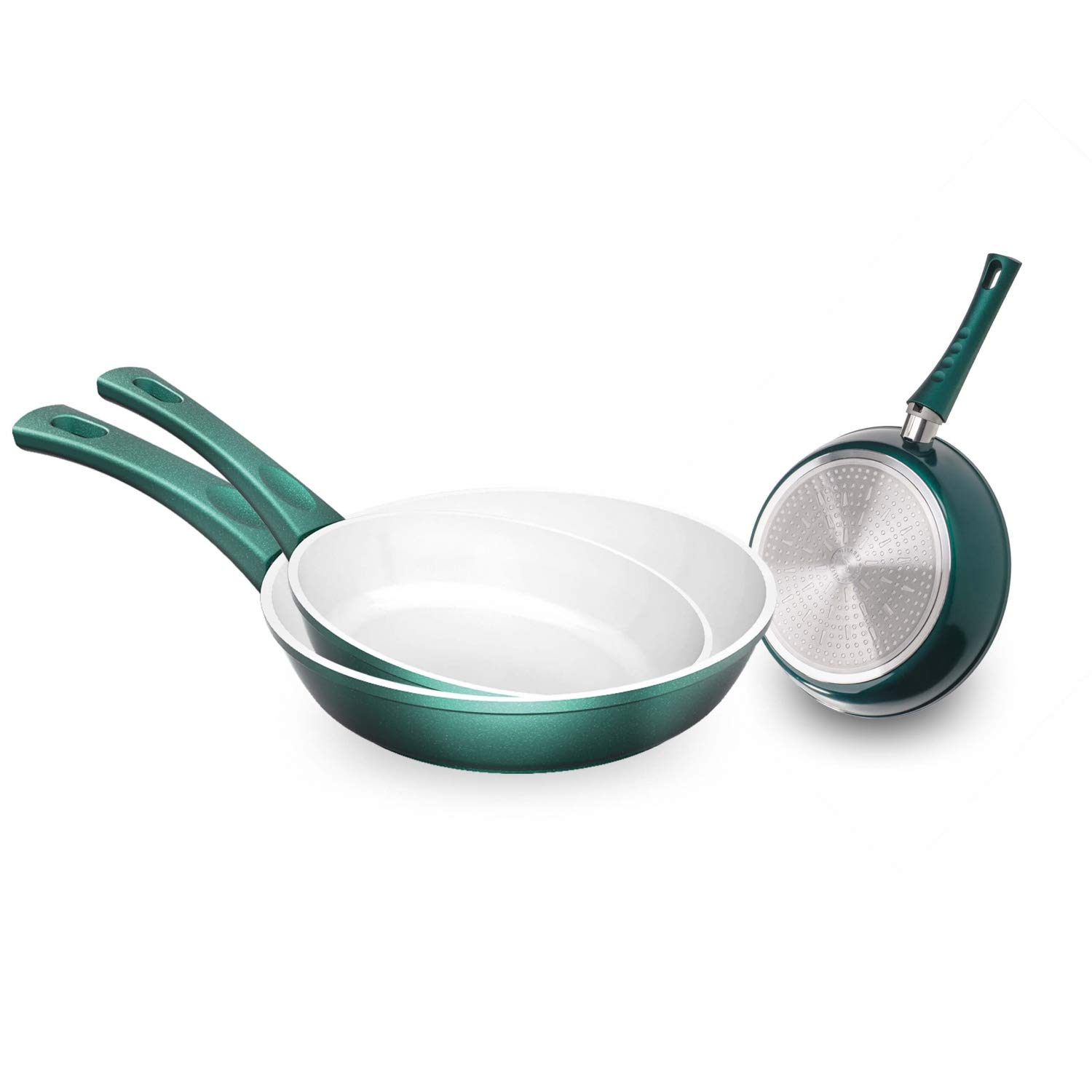 Genius Cerafit Fusion - Set 3 Padelle Induzione, Verde Smeraldo