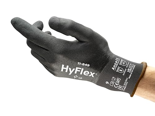 Ansell HyFlex 11-849 Guanti da Lavoro Meccanico, Nero L