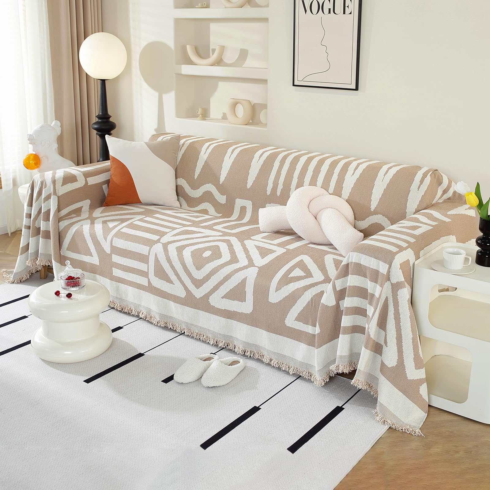 Royhom Telo Copridivano 4 Posti 180x380 cm, Boho Kaki