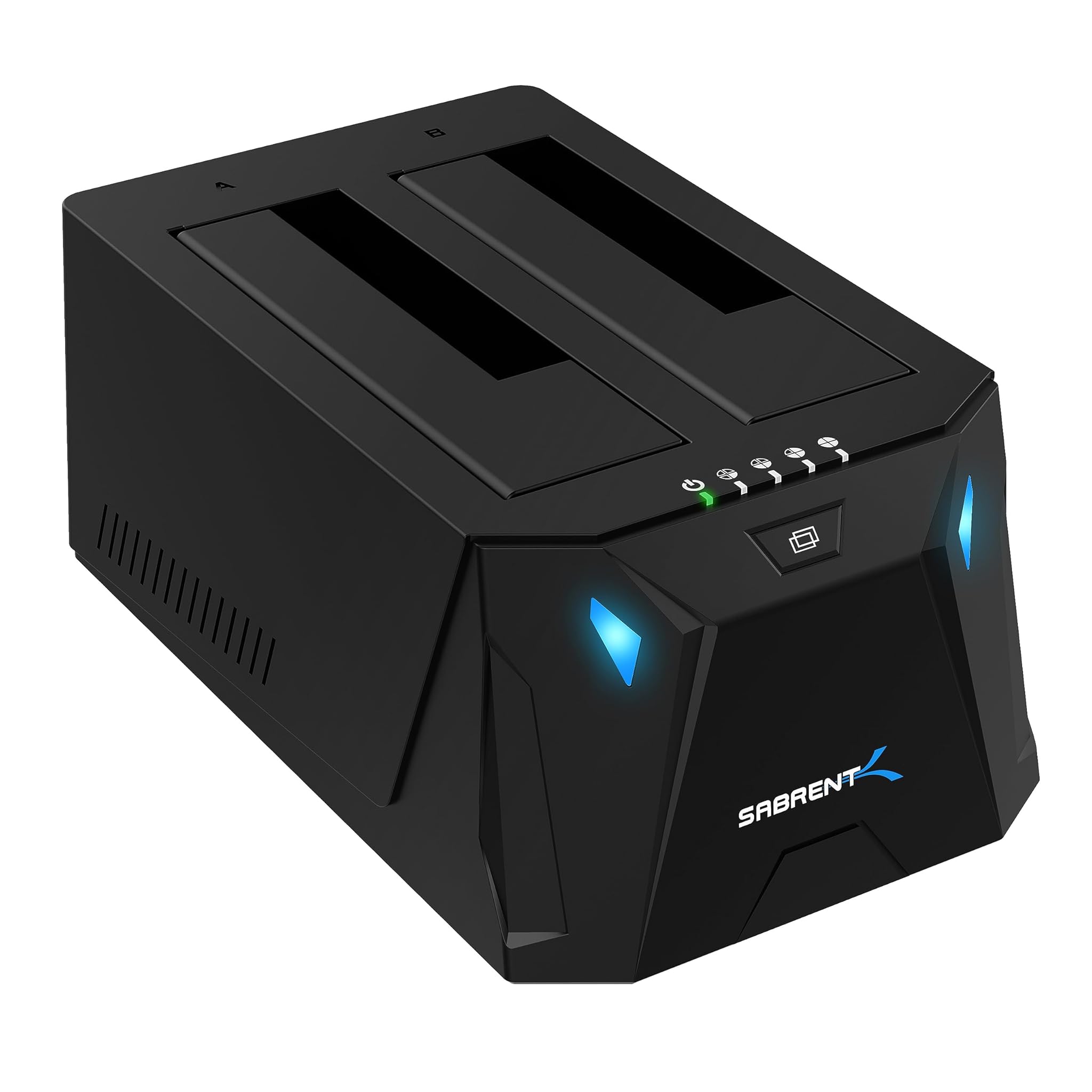 SABRENT Docking Station SSD/Hard Disk esterno/HDD 2.5/3.5 pollici, USB C, 2 slot per SSD/HDD, con alimentatore, per SSD SATA fino a 22TB, con funzione Duplicatore/Clonatore di Hard Disk (EC-CH2B)