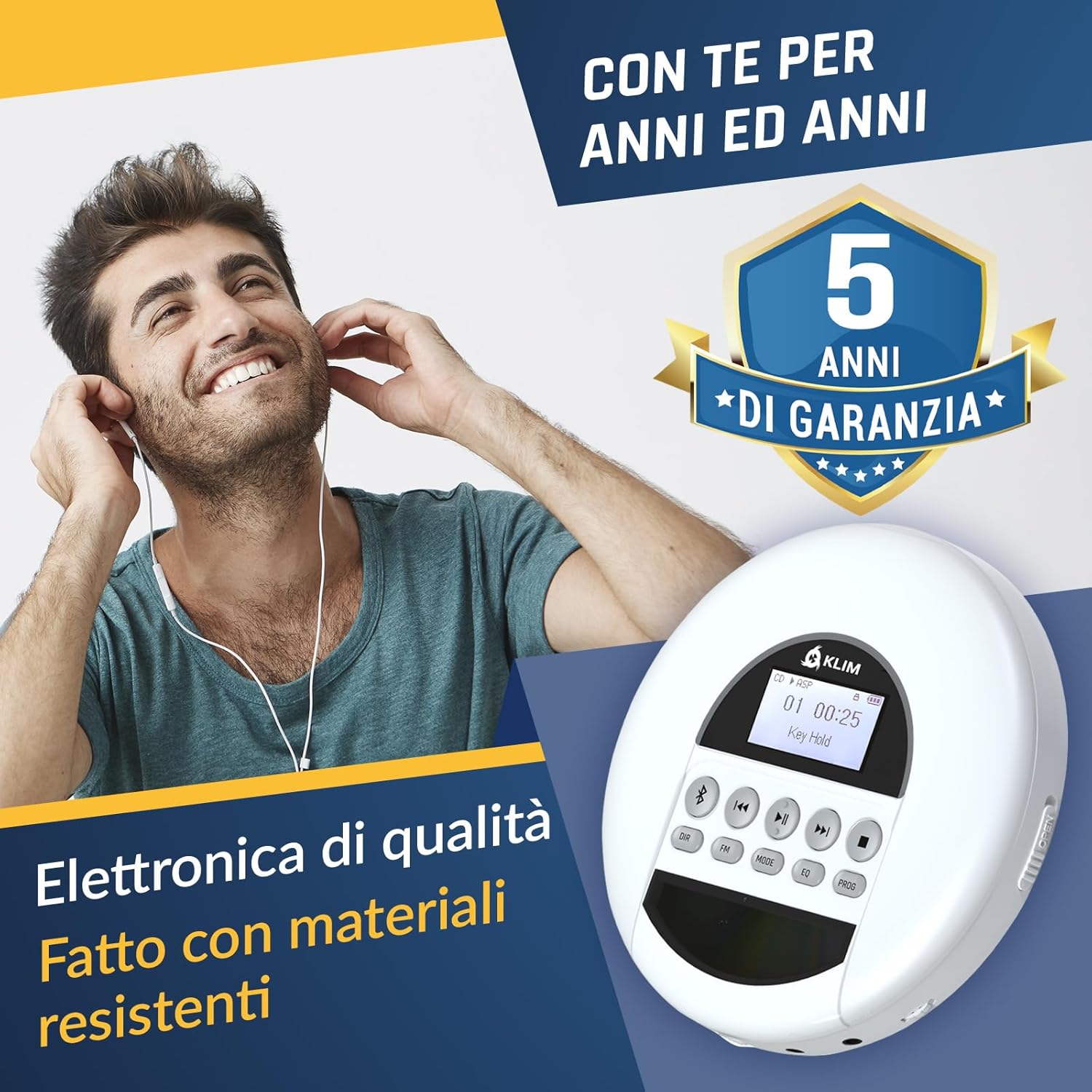 Klim Nomad - Lettore CD Portatile con Bluetooth - immagine 4