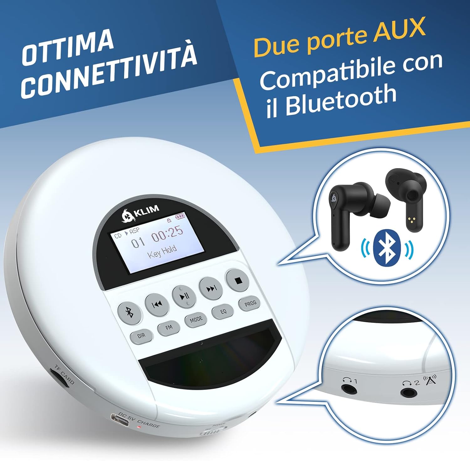 Klim Nomad - Lettore CD Portatile con Bluetooth - immagine 6