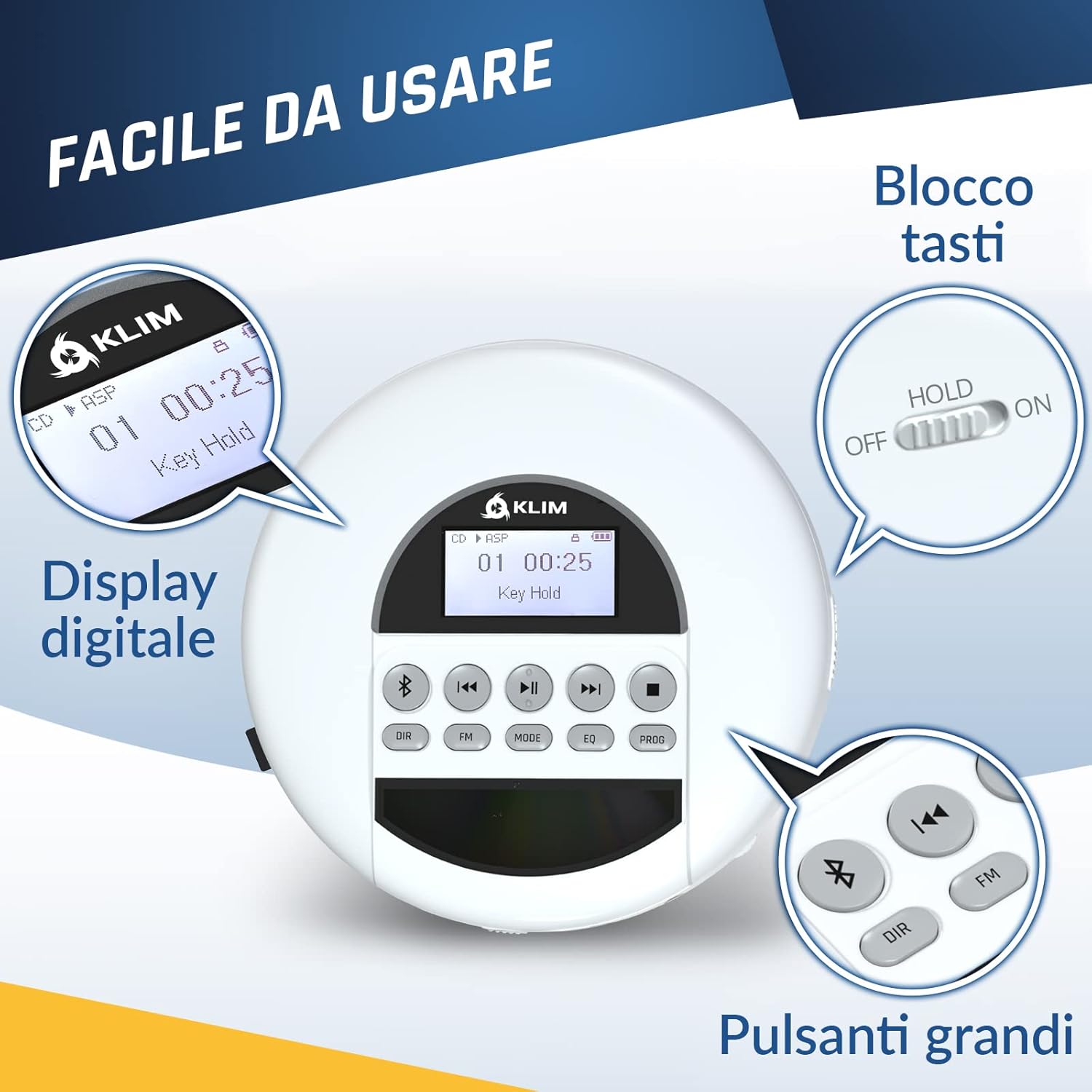 Klim Nomad - Lettore CD Portatile con Bluetooth - immagine 7