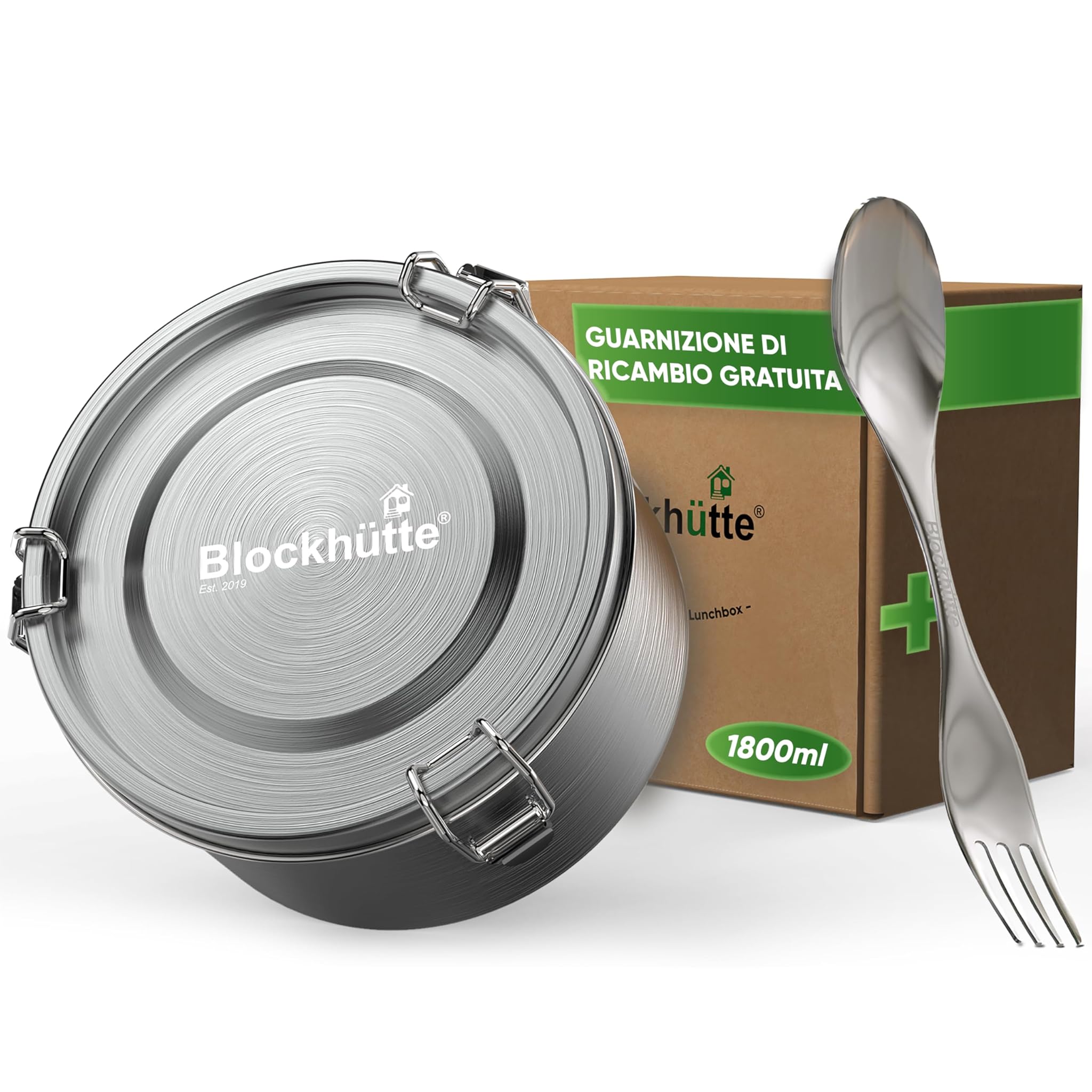 Blockhütte Portapranzo Acciaio Inox Rotondo 1800ml
