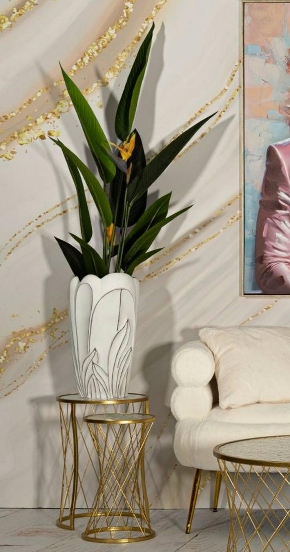 Dmora - Vaso Paranaiba Decorativo 29x29 h48 cm, Bianco