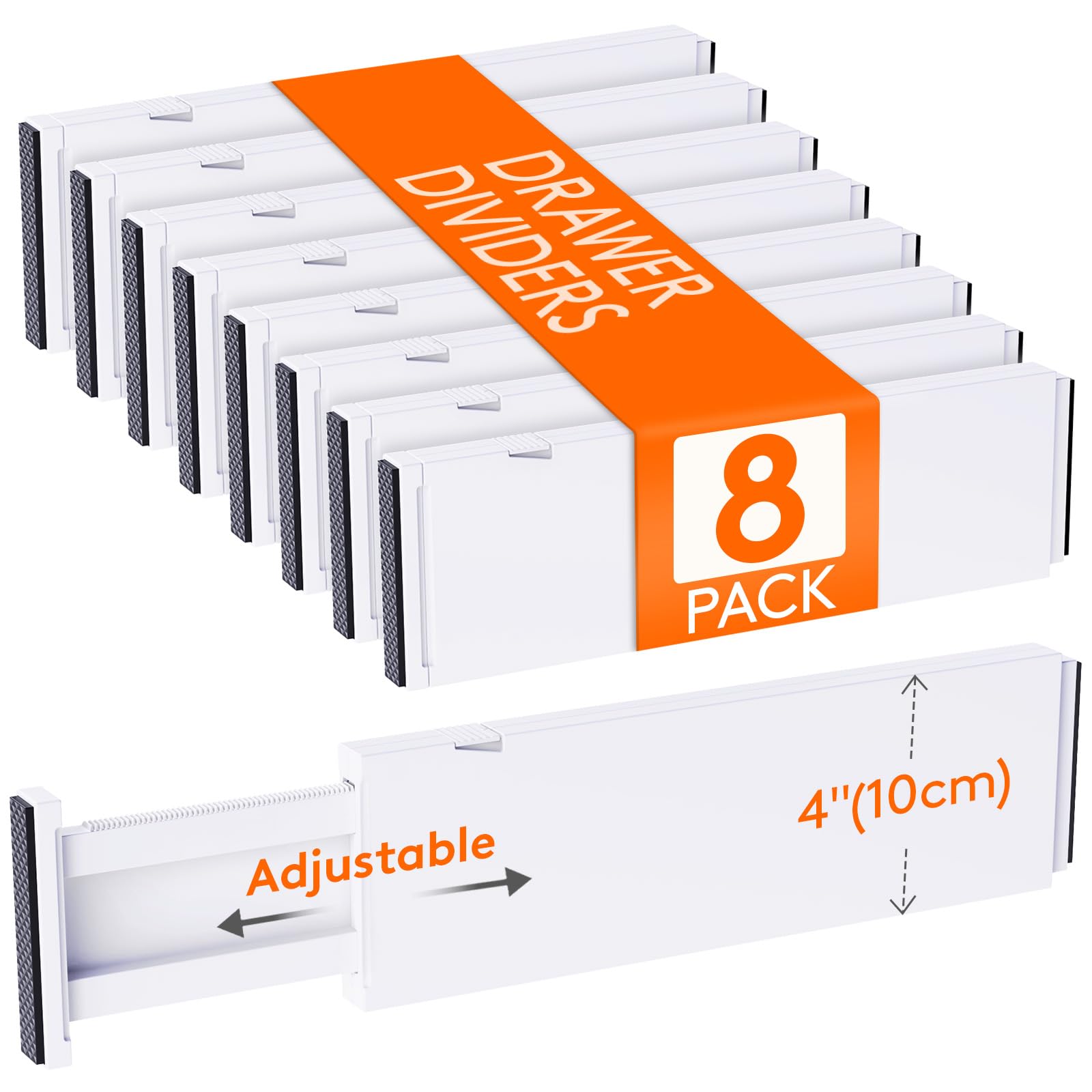 Lifewit Divisori Cassetti Plastica 8 Pezzi, Altezza 10cm