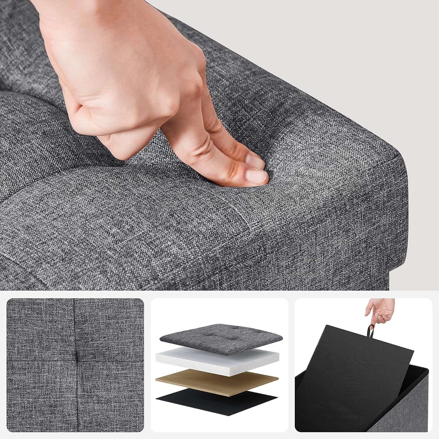 SONGMICS Pouf Pieghevole Cassapanca 38x110x38cm - immagine 4