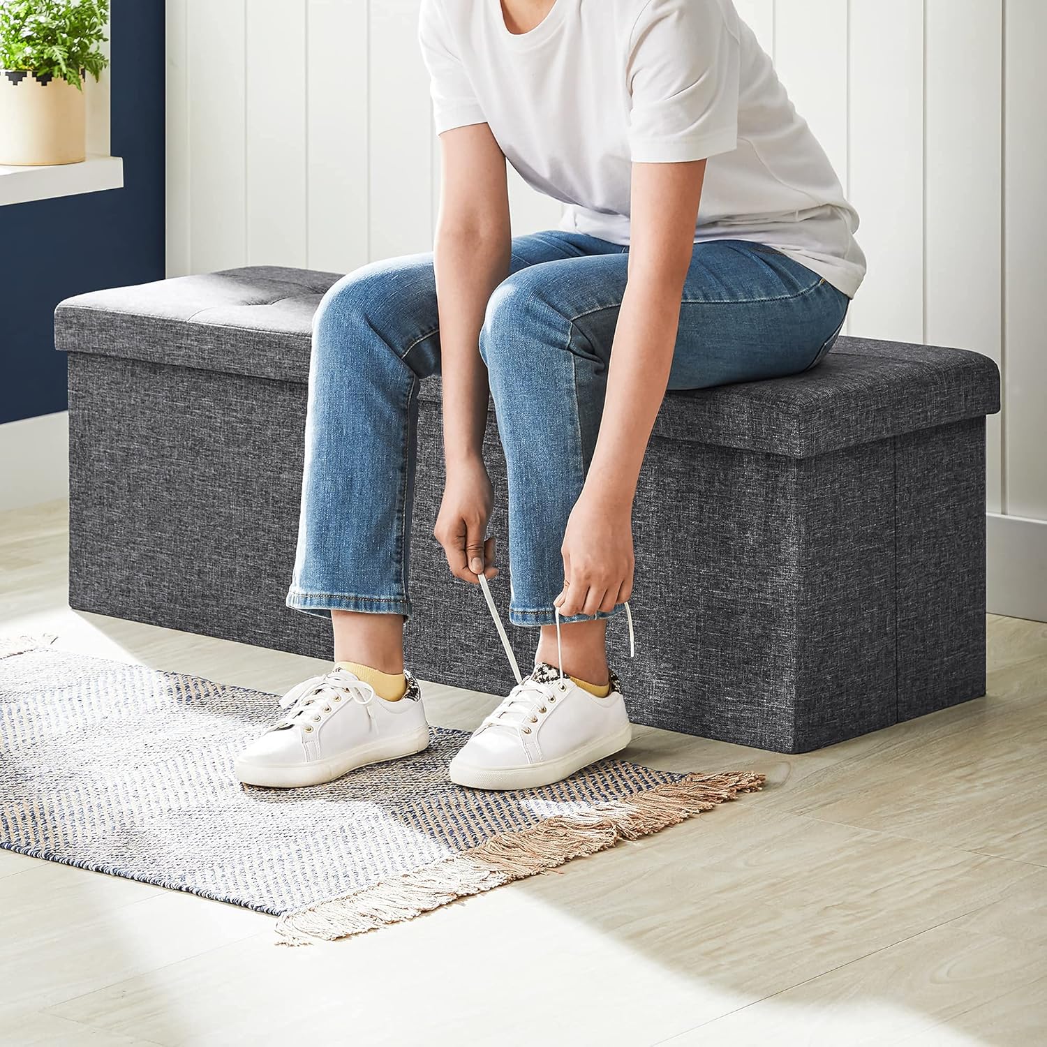 SONGMICS Pouf Pieghevole Cassapanca 38x110x38cm - immagine 7