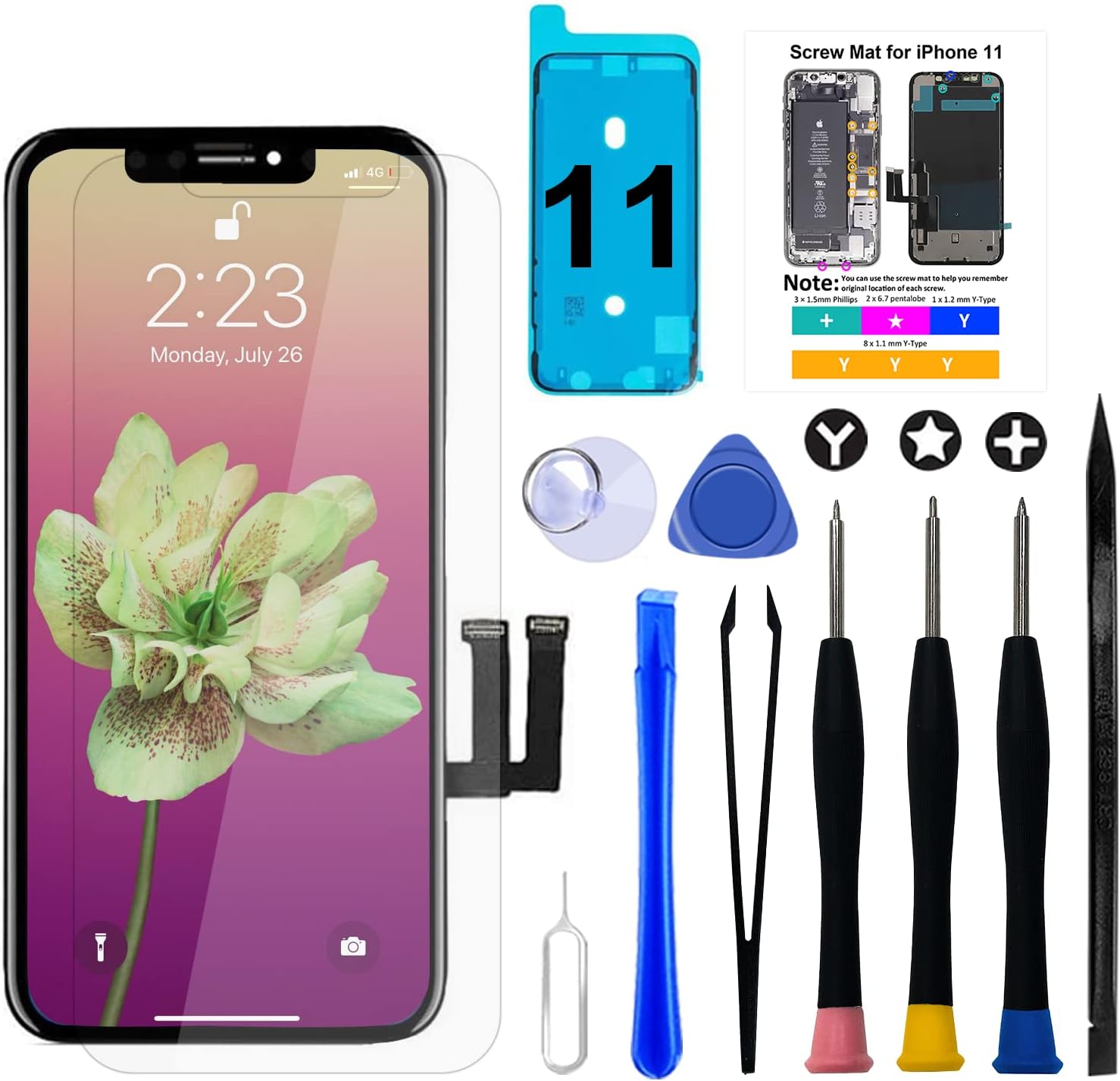 Brinonac Schermo Display LCD per iPhone 11 6,1" - immagine 1