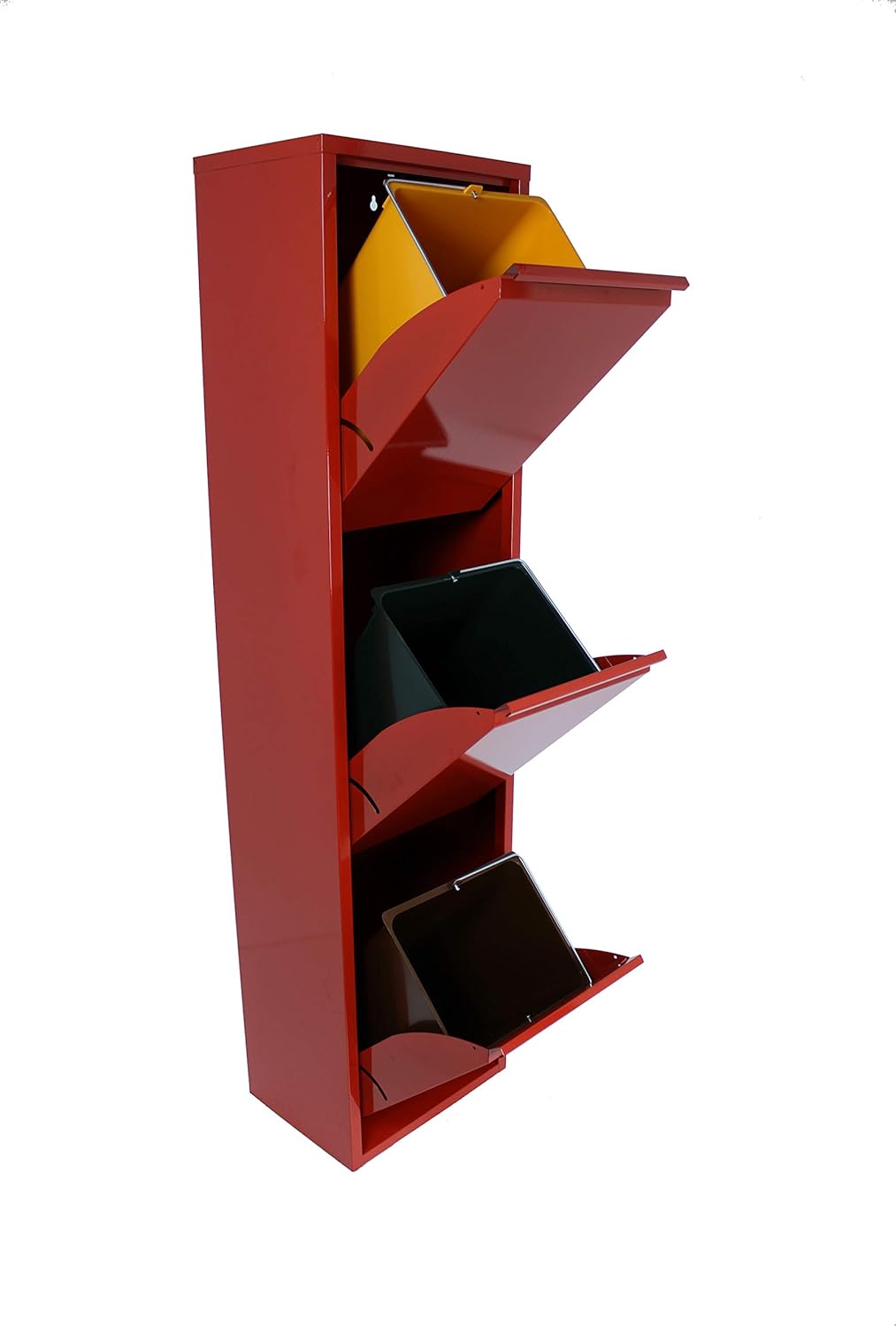 Drw Pattumiera Raccolta Differenziata in Metallo, Rosso - immagine 1