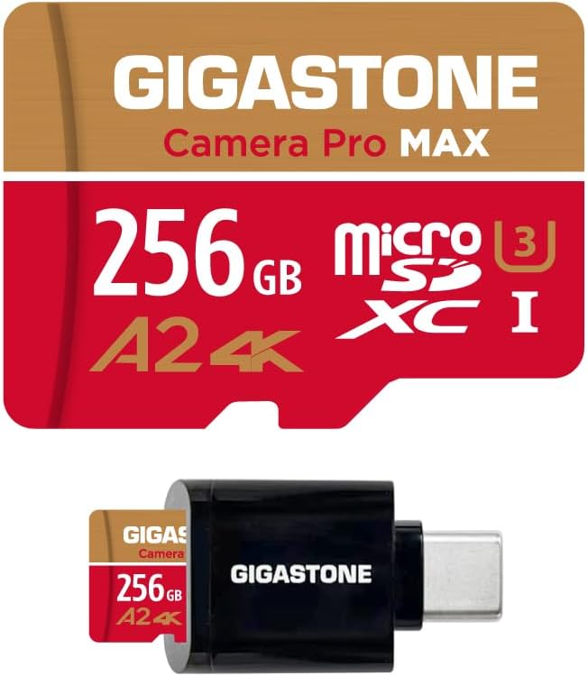 Gigastone 256GB Scheda MicroSD A2 V30 con Lettore USB-C - immagine 1