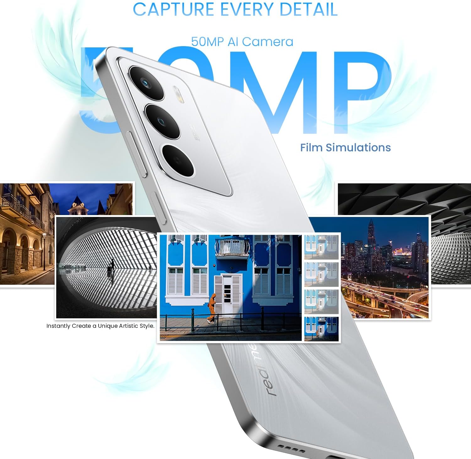 Realme C71 4G Smartphone 6+128GB, Cigno Bianco - immagine 5