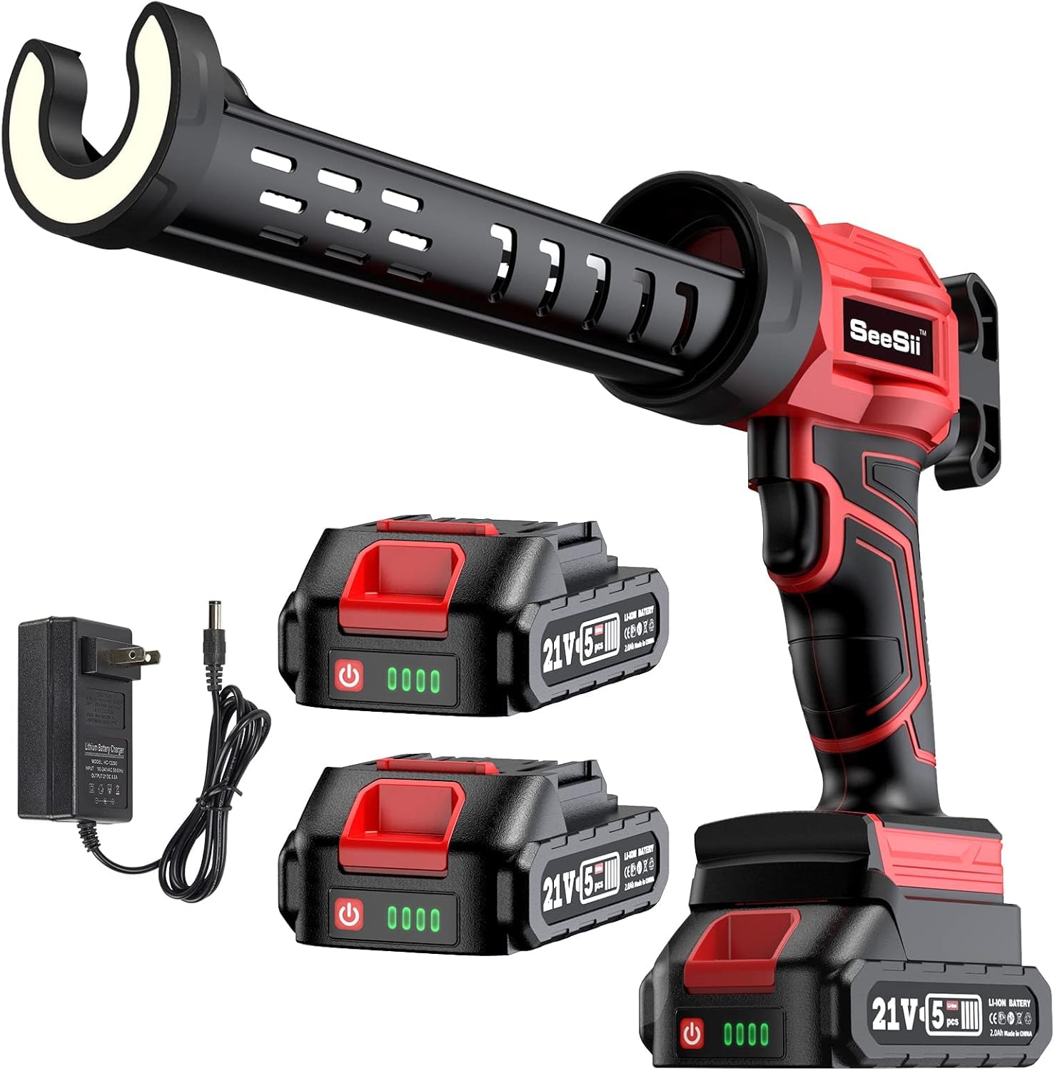 Seesii Pistola per Silicone a Batteria 4000N, Rosso