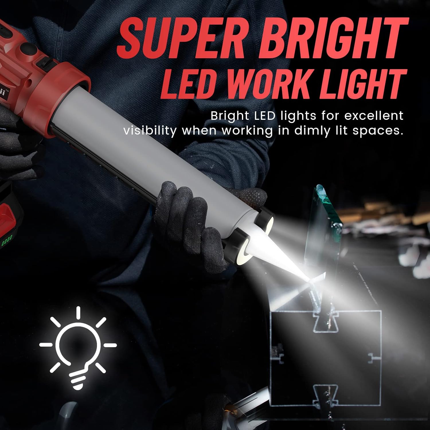 Seesii Pistola per Silicone a Batteria 4000N, Rosso - immagine 7